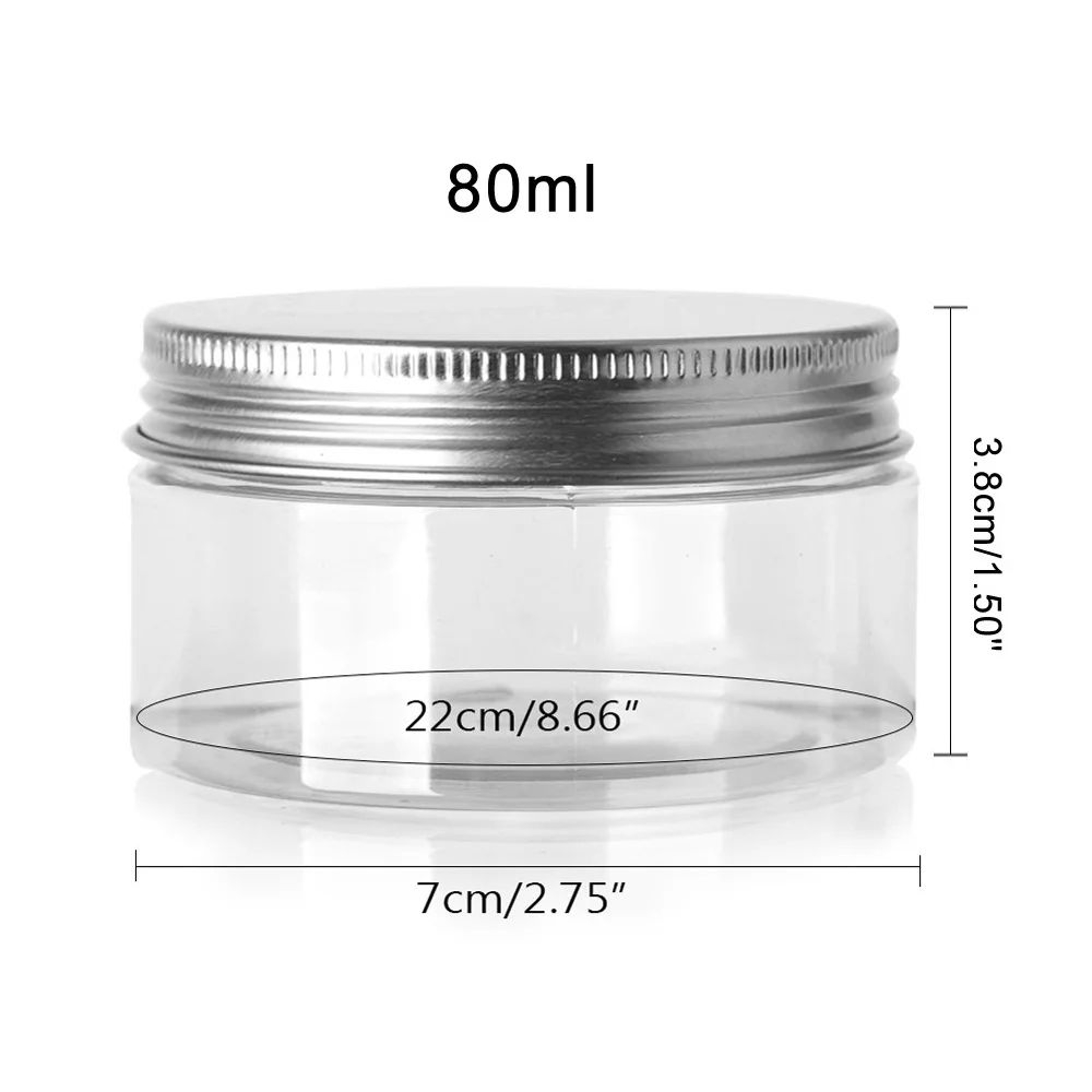 20250 ML Clear Plastic Storage Jars With Aluminum Lids  Airtight WideMouth Food Cosmetic  Travel Co 15