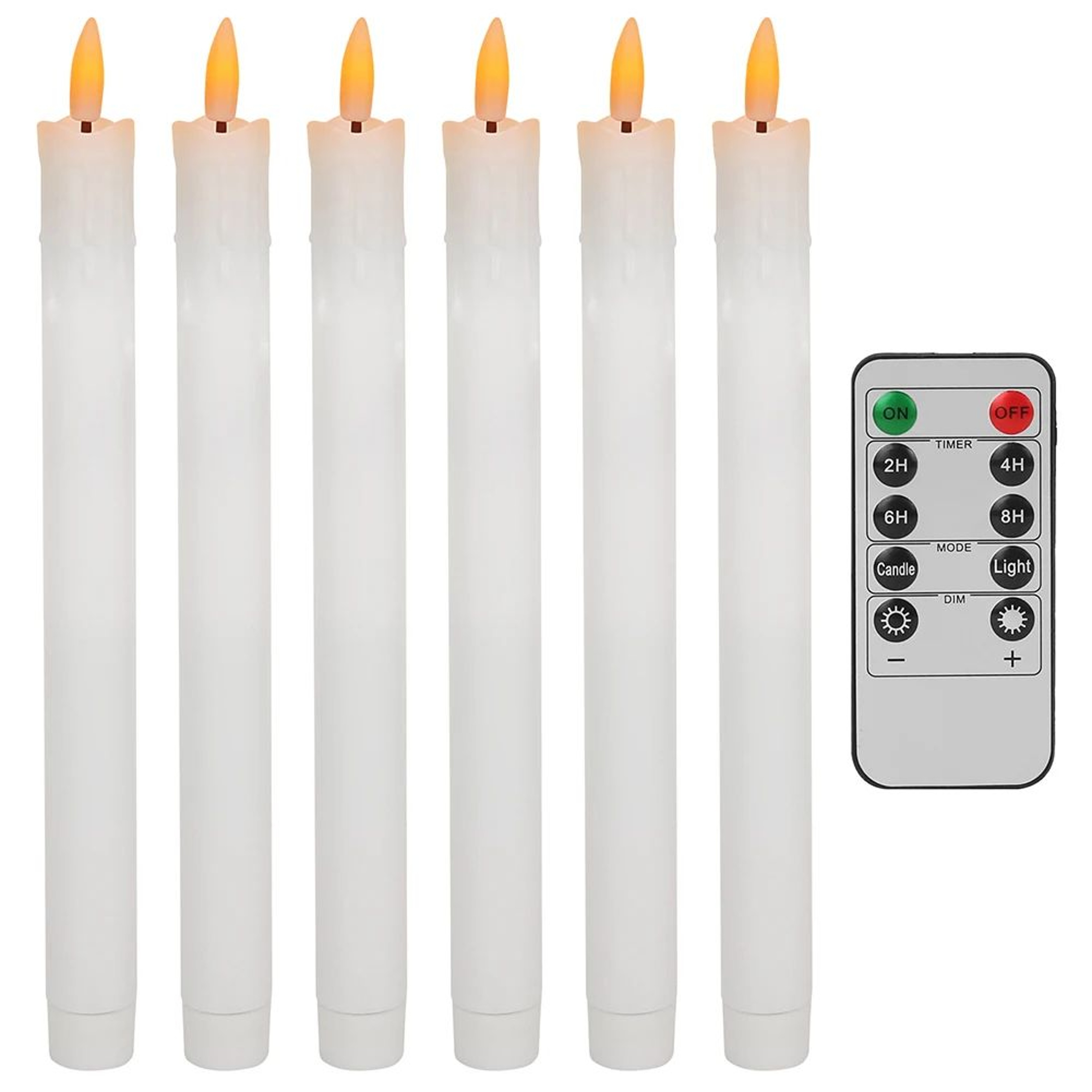 LED Flameless Taper Candles With Remote  Timer  Battery Operated Flickering Ivory Candlesticks For