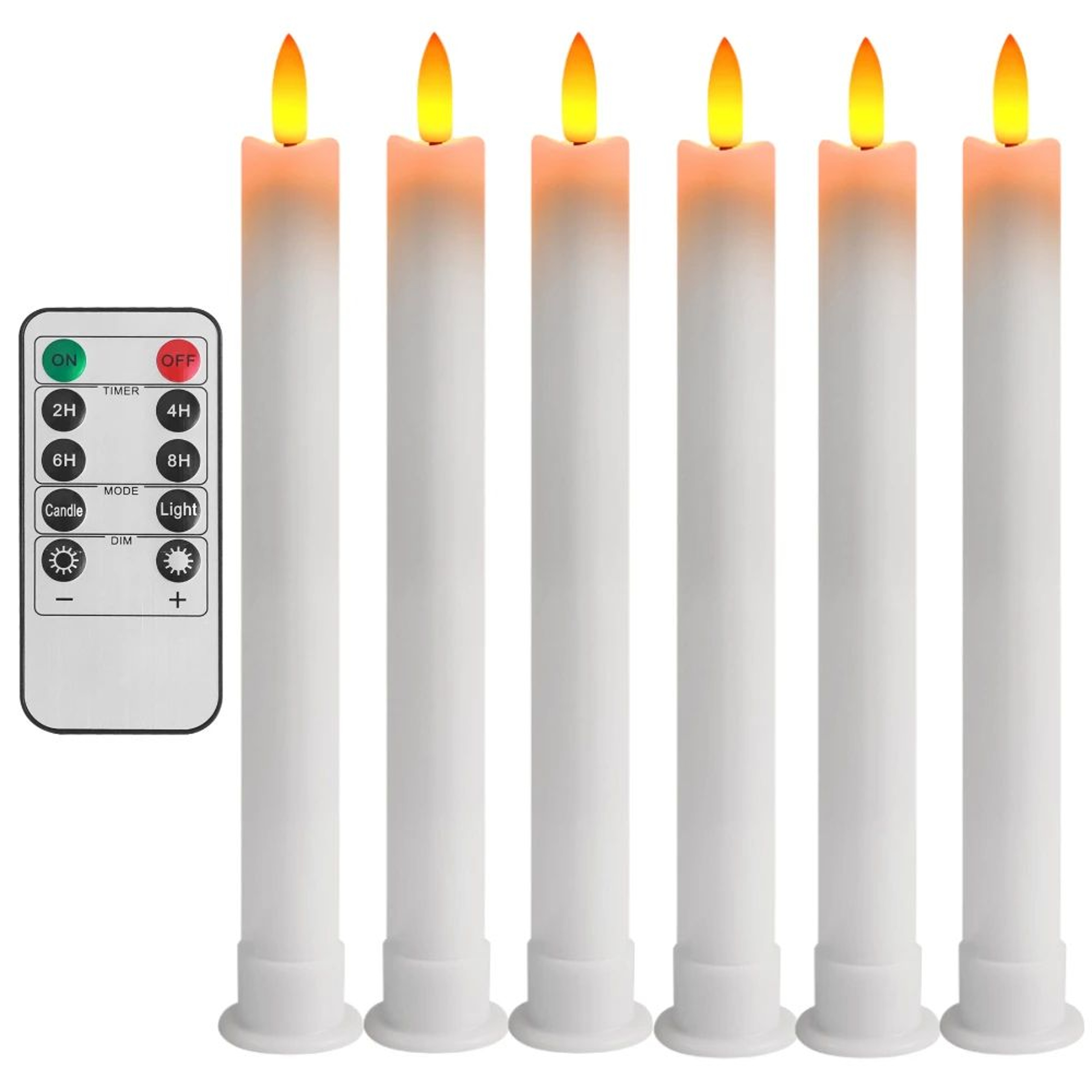 LED Flameless Taper Candles With Remote  Timer  Battery Operated Flickering Ivory Candlesticks For