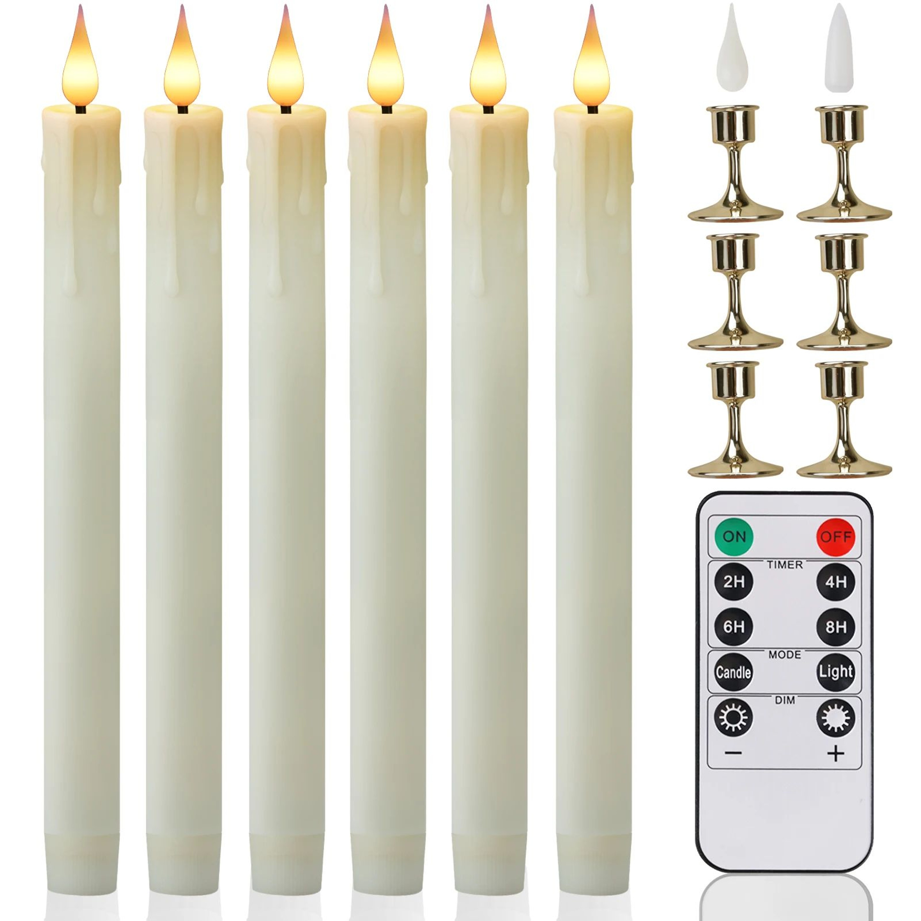 LED Flameless Taper Candles With Remote  Timer  Battery Operated Flickering Ivory Candlesticks For  26