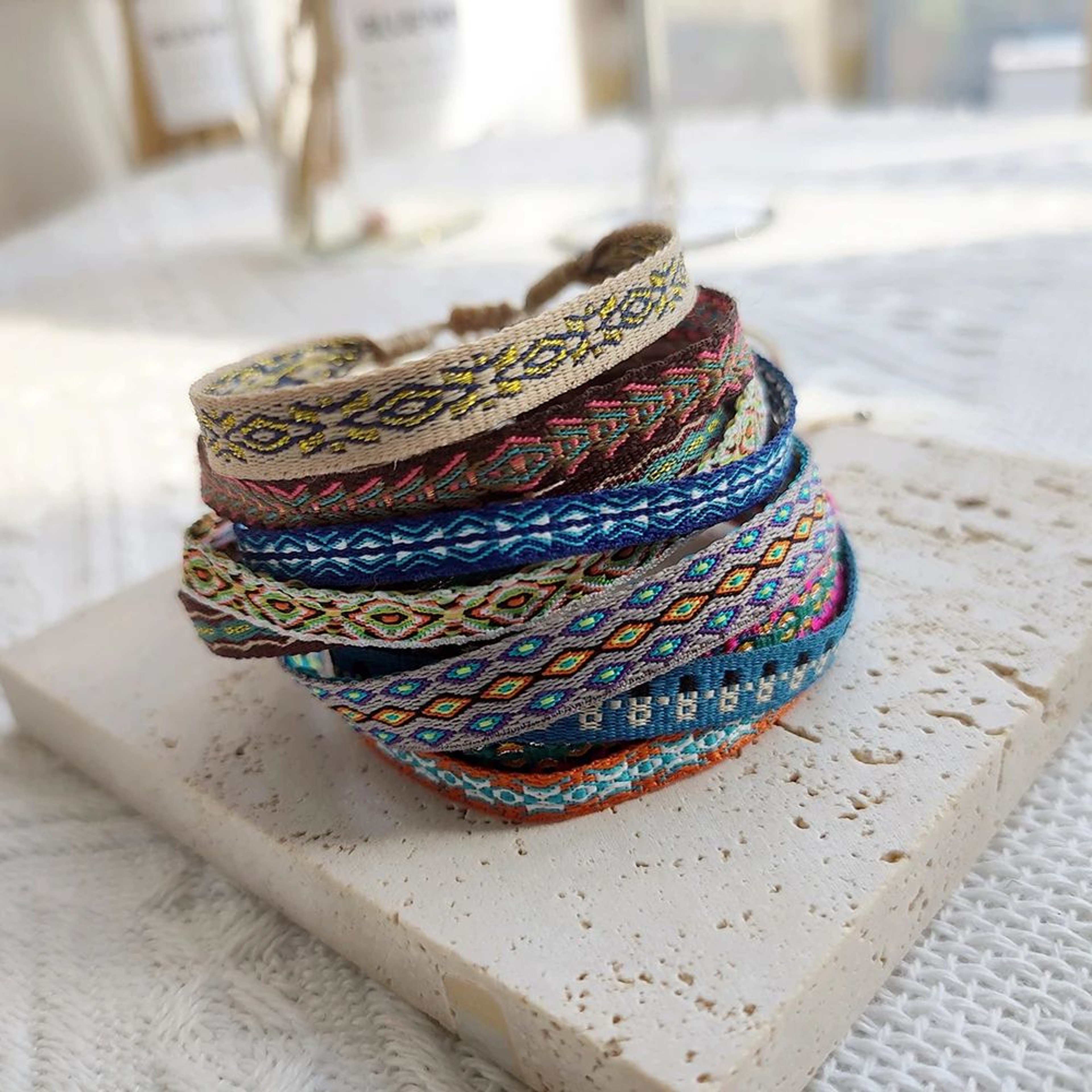 Handwoven Braided Friendship Bracelet  Adjustable Boho Yarn Wristband For Women  Men 3