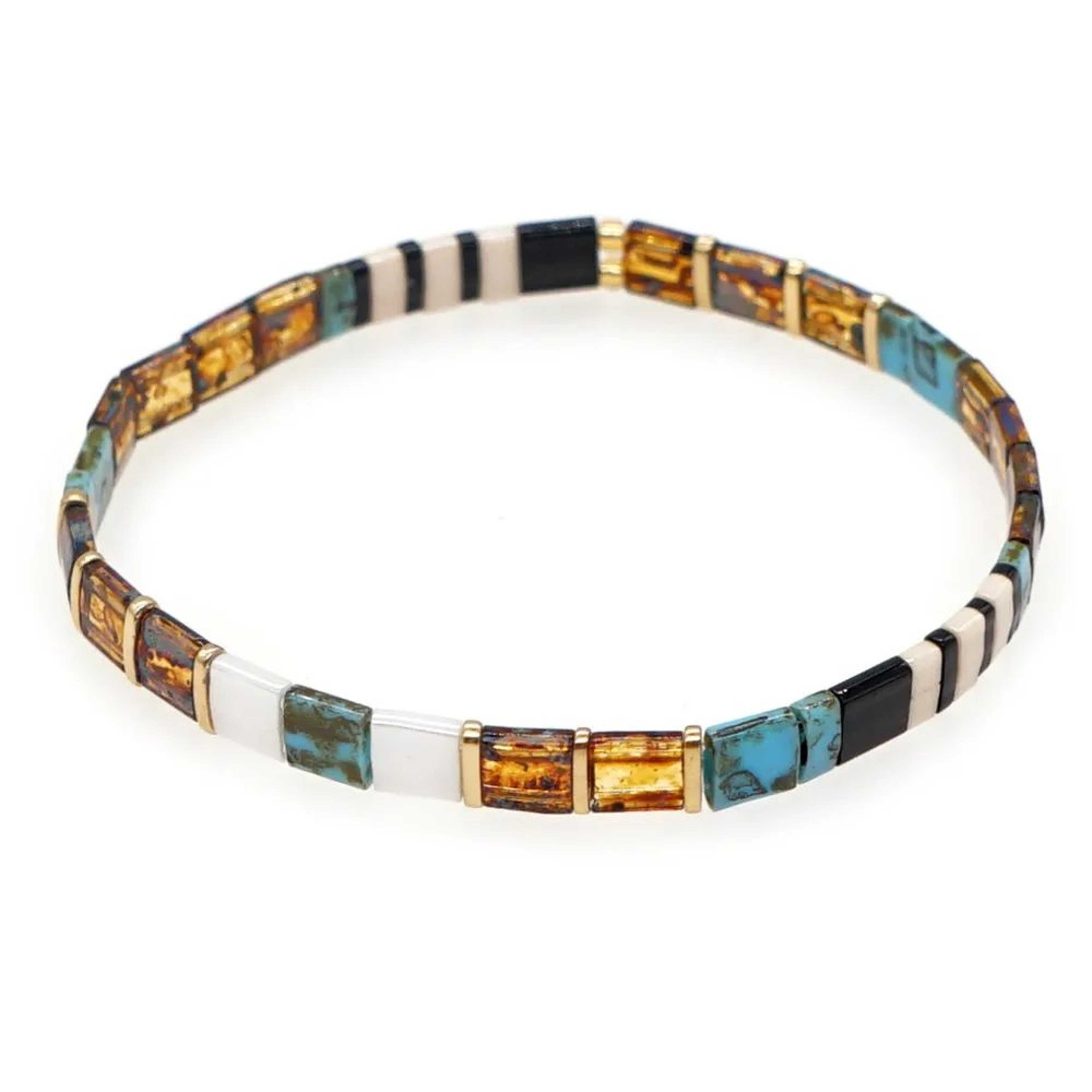 Go2BoHo Miyuki Tila Tile Beaded Bracelet Set  5Piece Boho Stretch Stackable Bracelets For Women 3