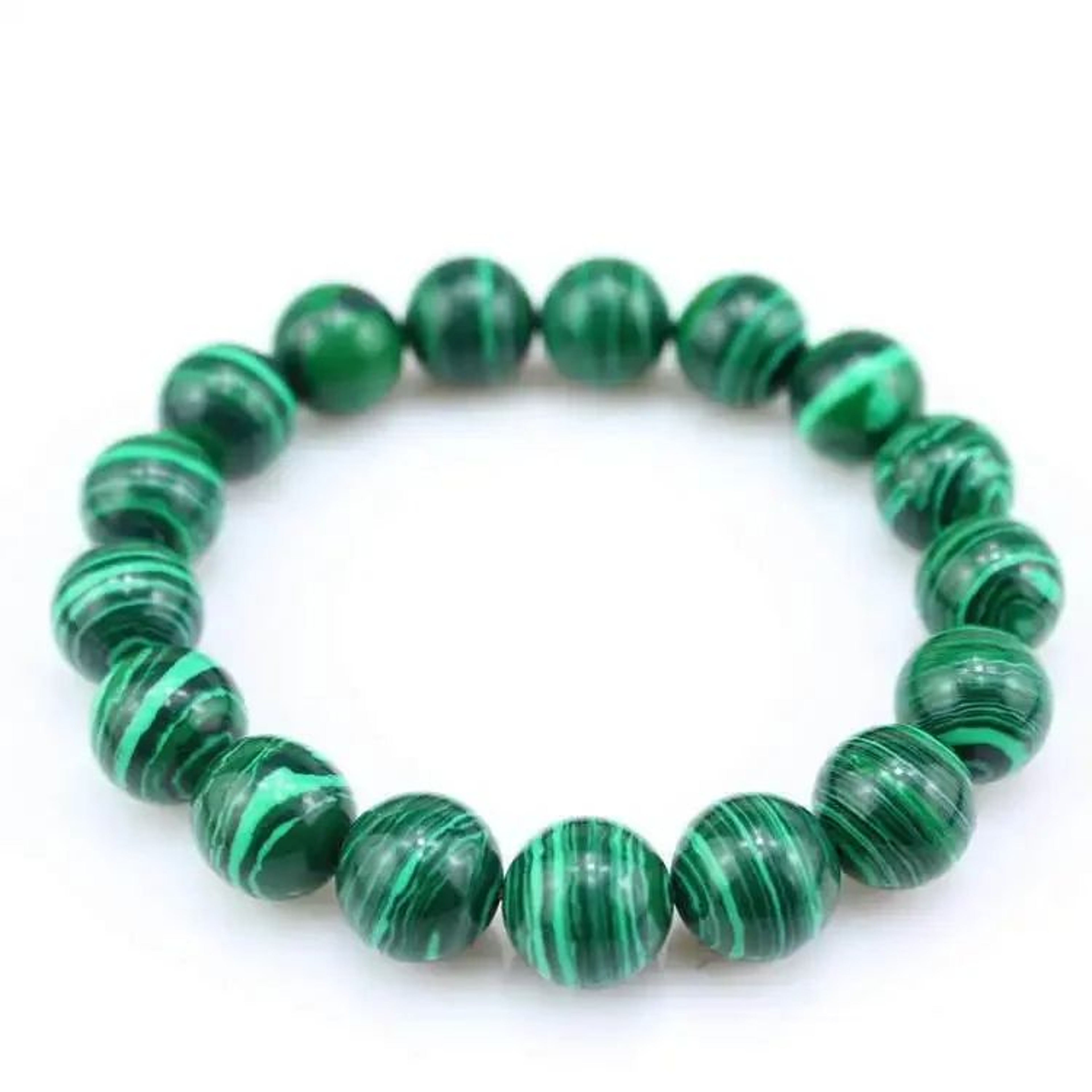 Malachite Beaded Bracelet  Handmade Resin Stone Stretch Strand Bracelet For Women  Men 2
