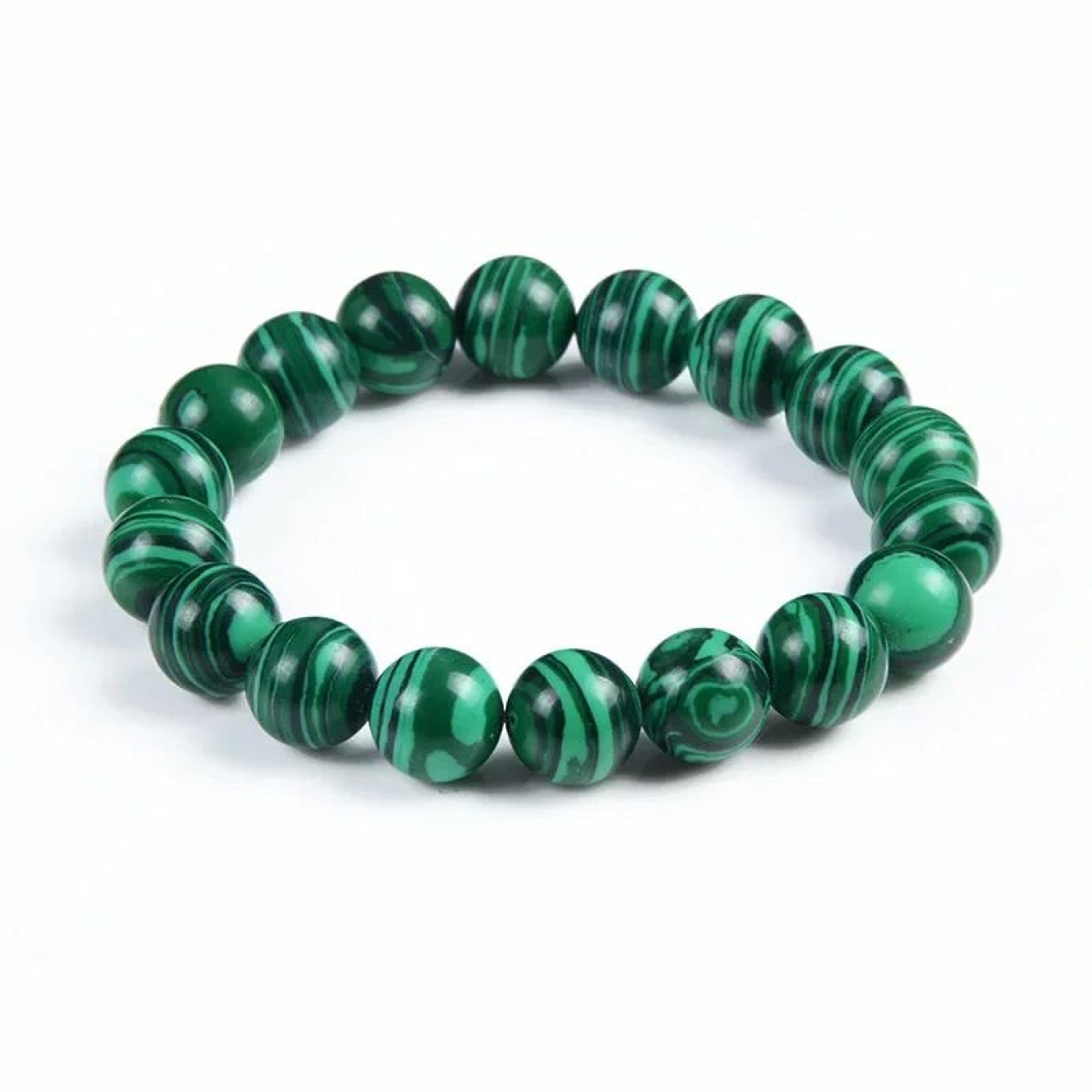 Malachite Beaded Bracelet  Handmade Resin Stone Stretch Strand Bracelet For Women  Men 0