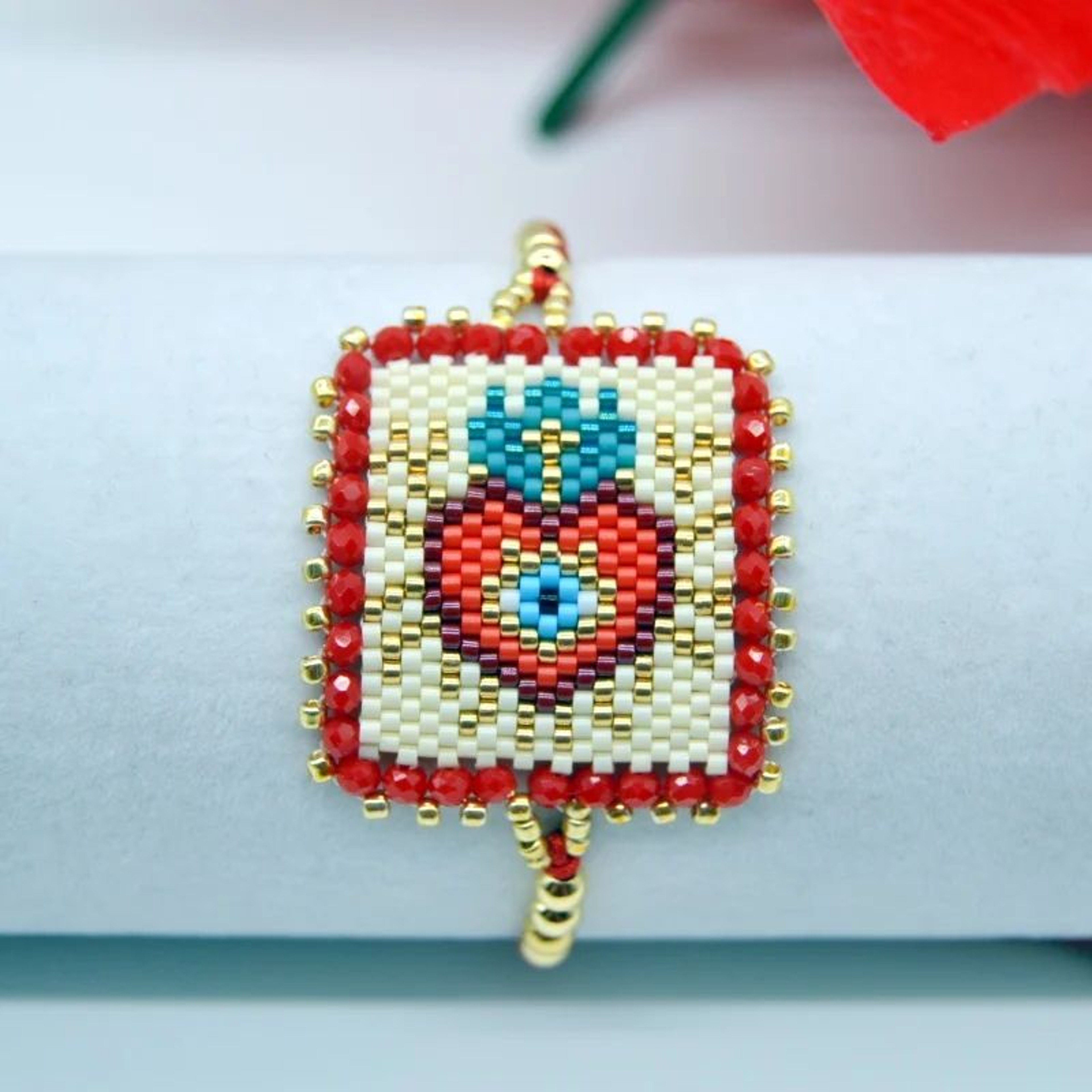Boho Heart Rice Bead Bracelet  Handwoven Adjustable Gradient Strand Bracelet For Women 9