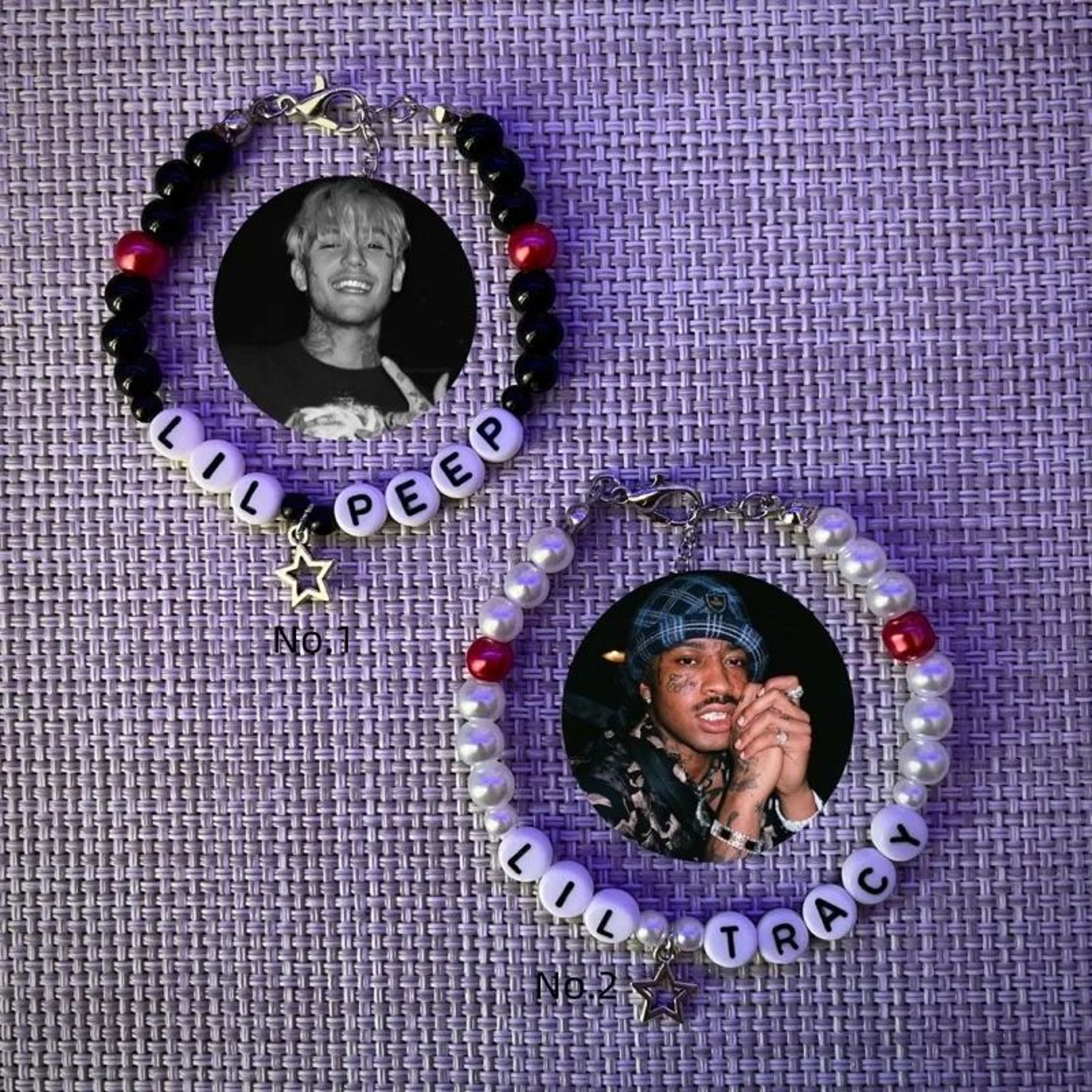 Lil Peep  Lil Tracy Inspired Beaded Bracelet Set  Handmade Hip Hop Rock Fan Jewelry 0