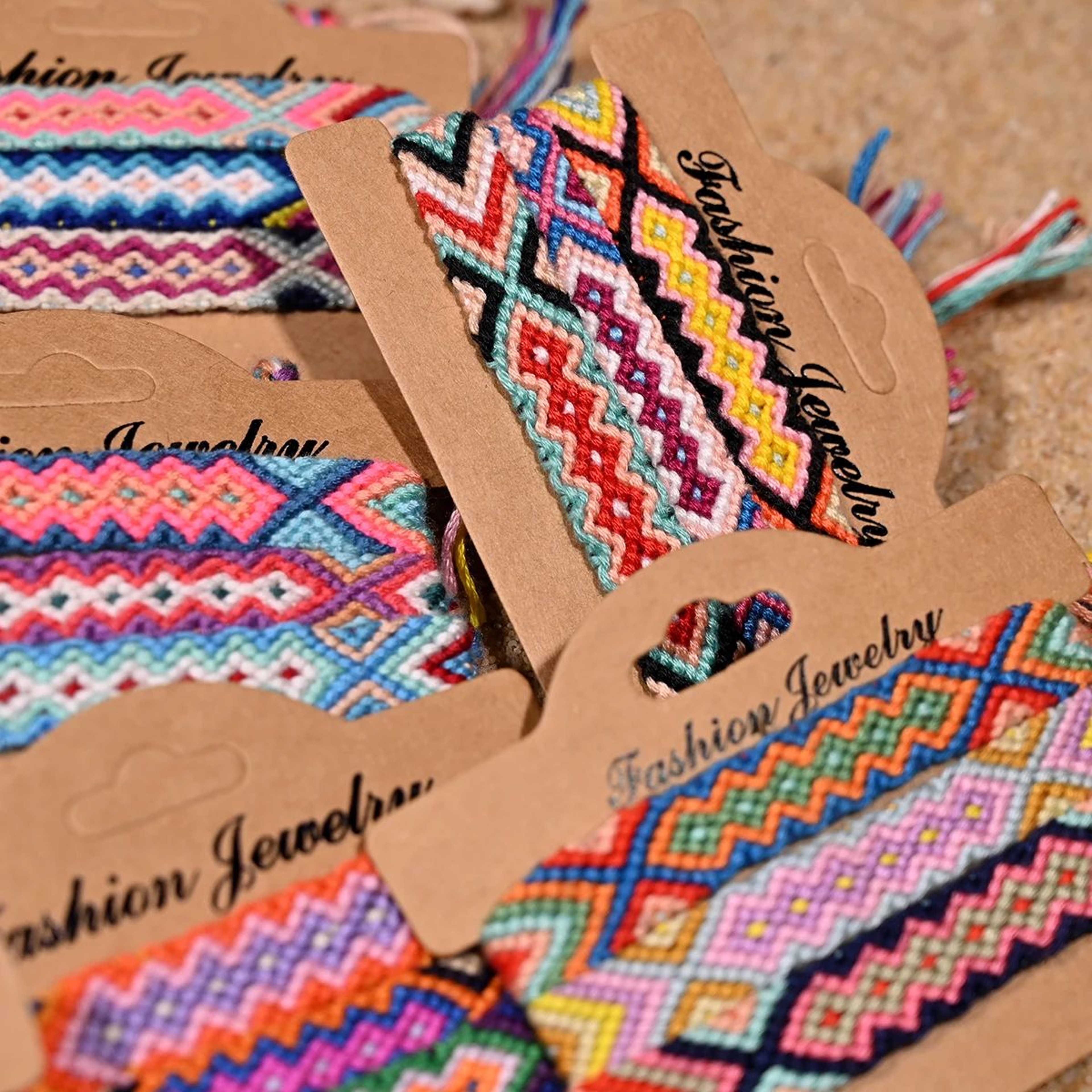 3pcs Handmade Boho Friendship Bracelets  Adjustable Wax Rope Woven Beach Bracelets For Women 3