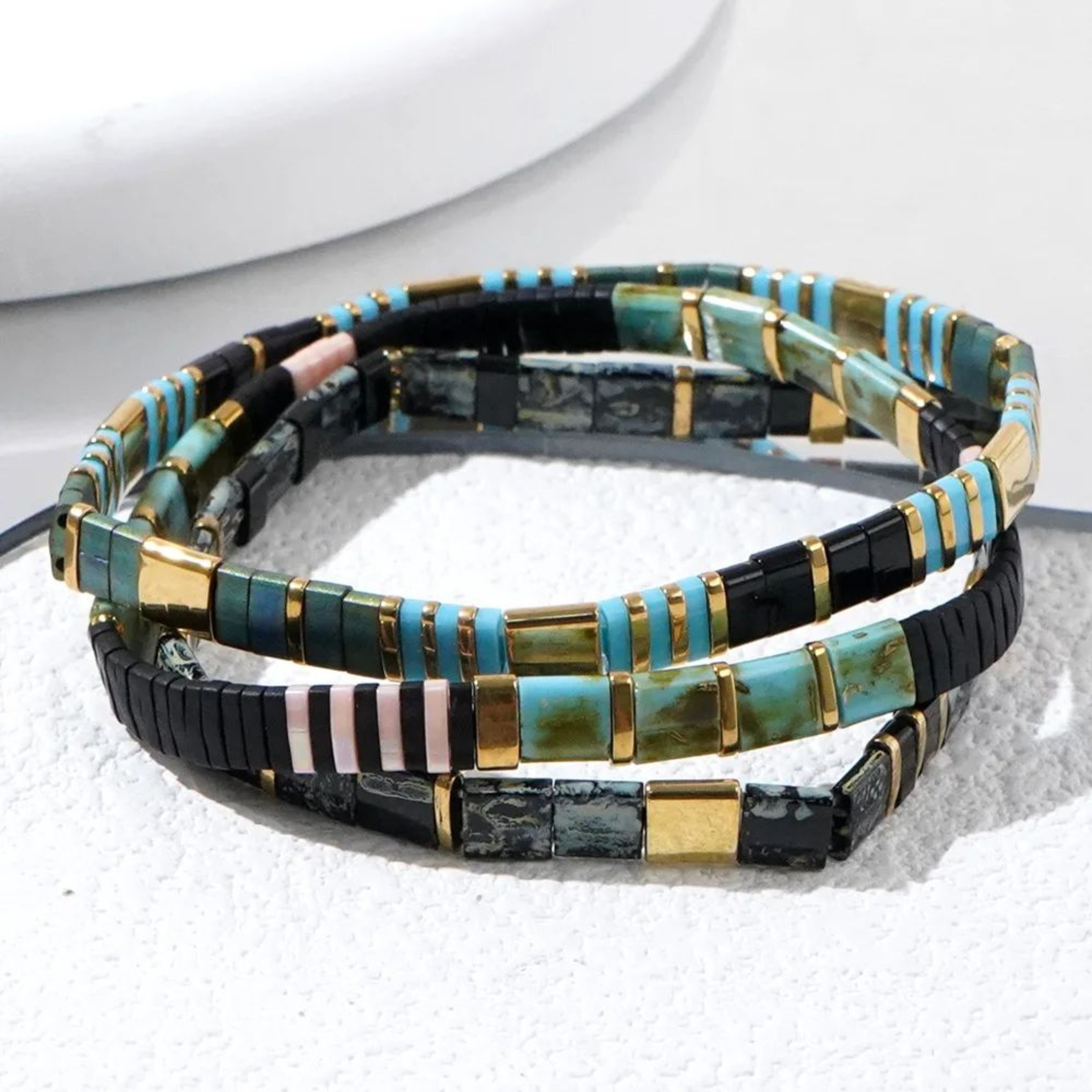 3pcs Bohemian TILA Bead Bracelet Set  Layered Retro Stackable Bracelets For Women 1