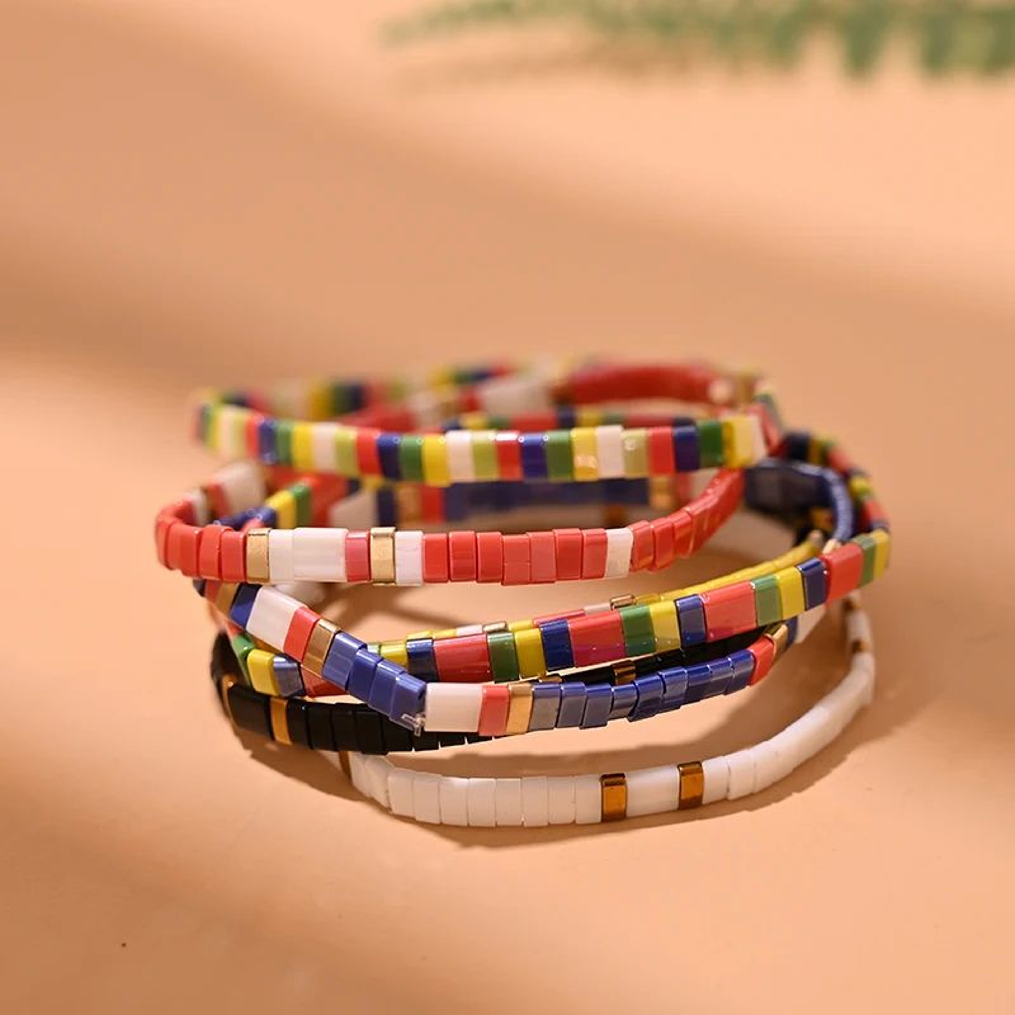 Handmade Tila Glass Bead Bracelet  Colorful Elastic Friendship Bracelet For Women  Girls 4