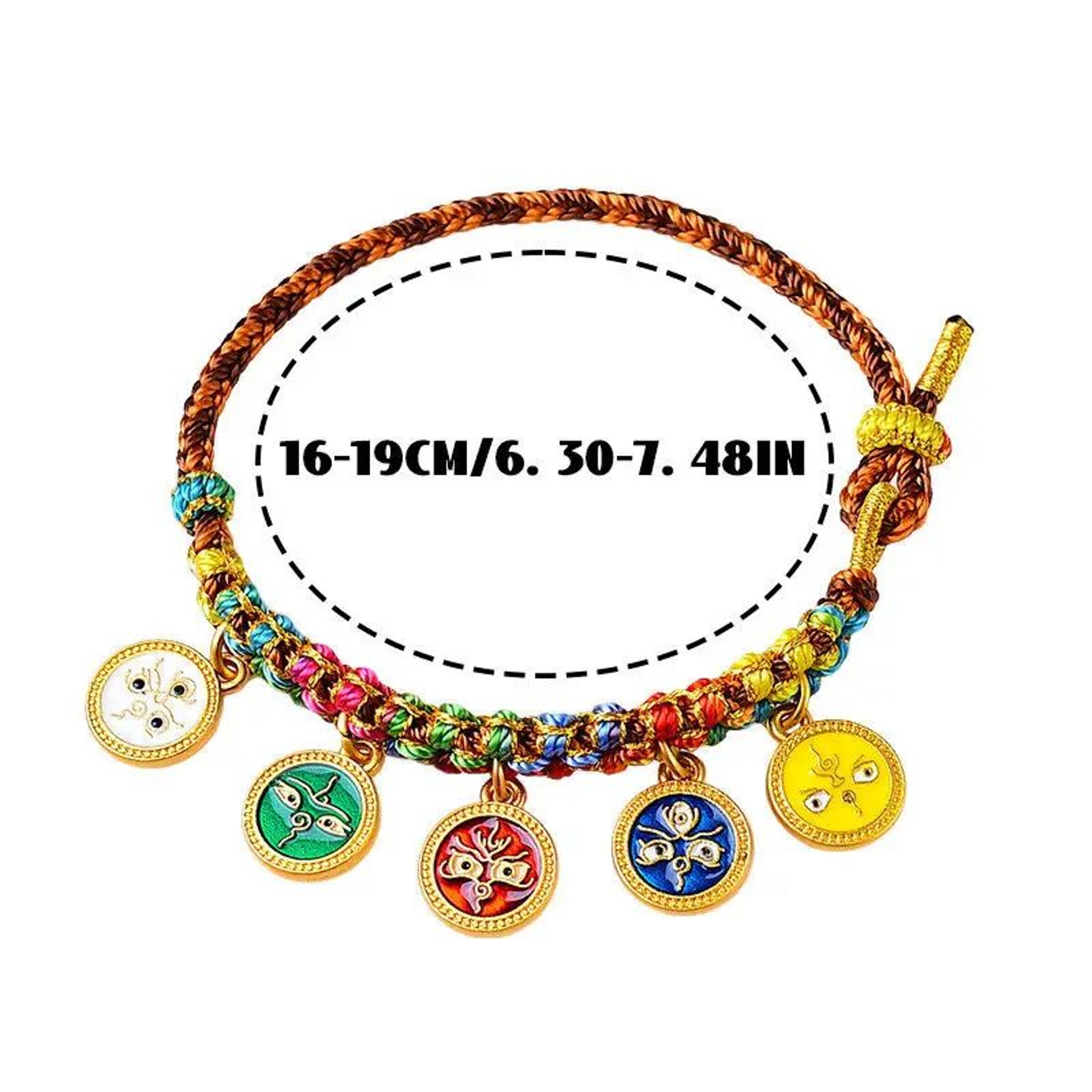 Handmade Tibetan Peach Knot Bracelet  Adjustable Woven God Of Wealth Cotton Thread Lucky Bracelet 5