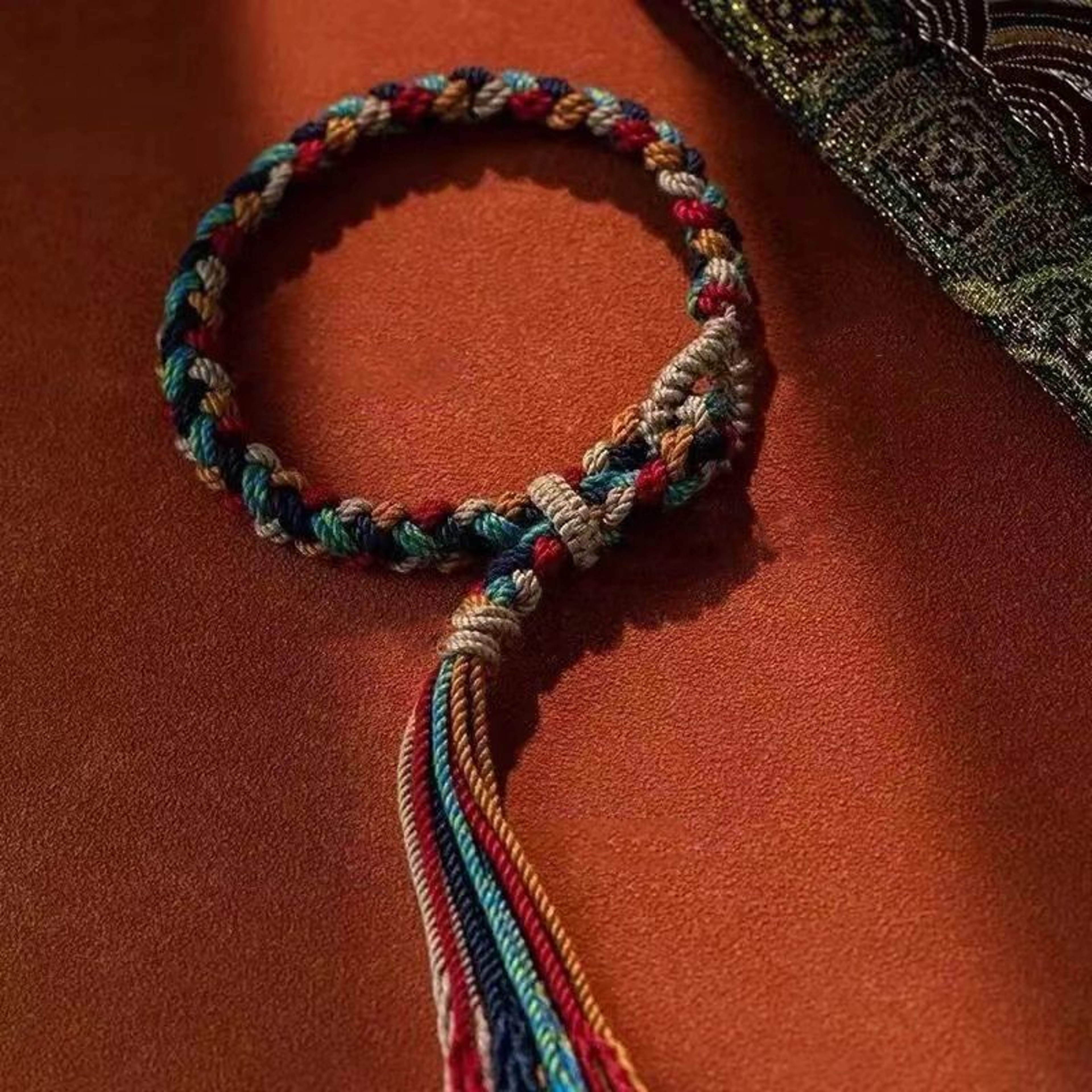 Handmade Tibetan Peach Knot Bracelet  Adjustable Woven God Of Wealth Cotton Thread Lucky Bracelet 9