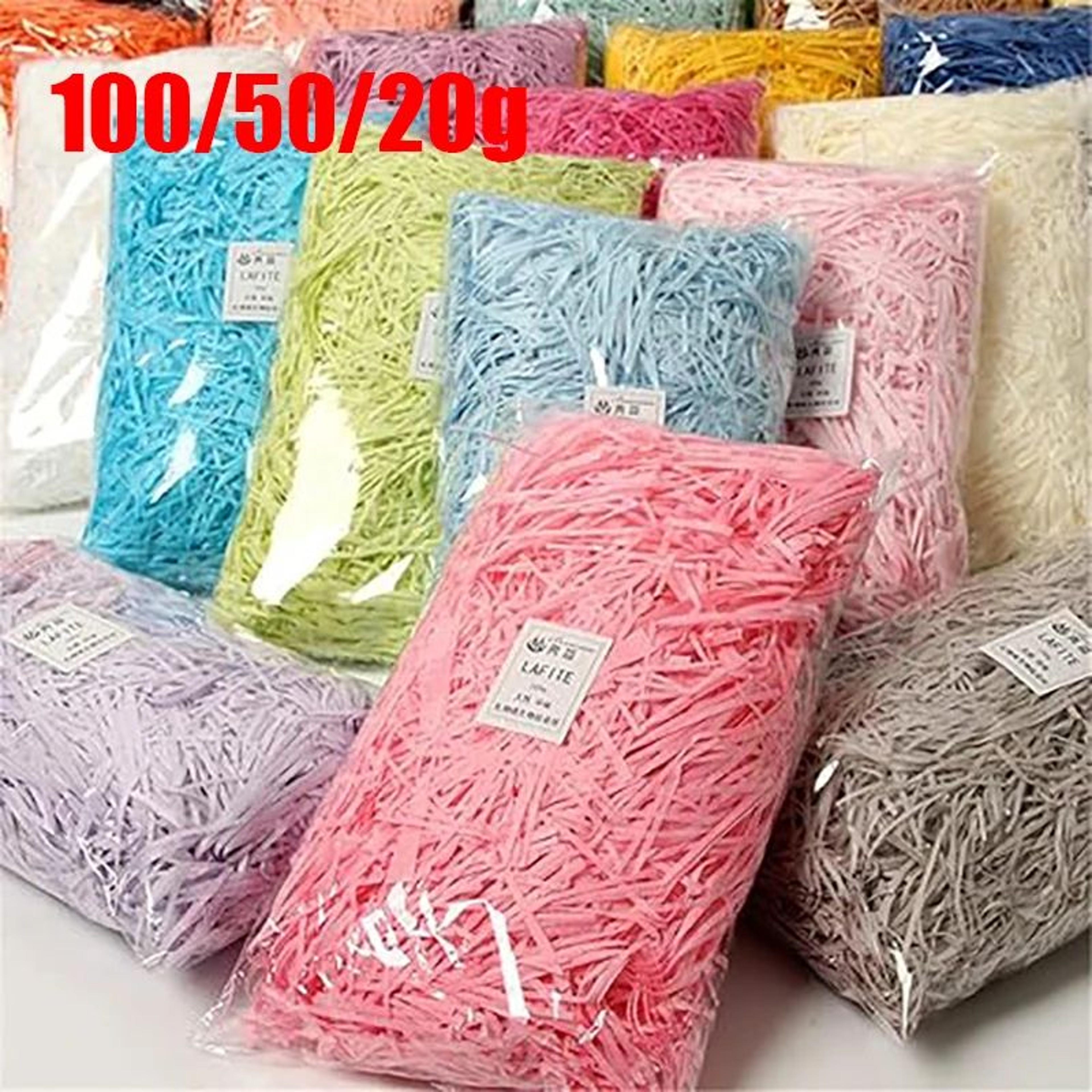 20100g Multicolored Raffia Paper Shreds  Crinkle Paper Gift Box Filler For Basket Wrapping  DIY Cra 0