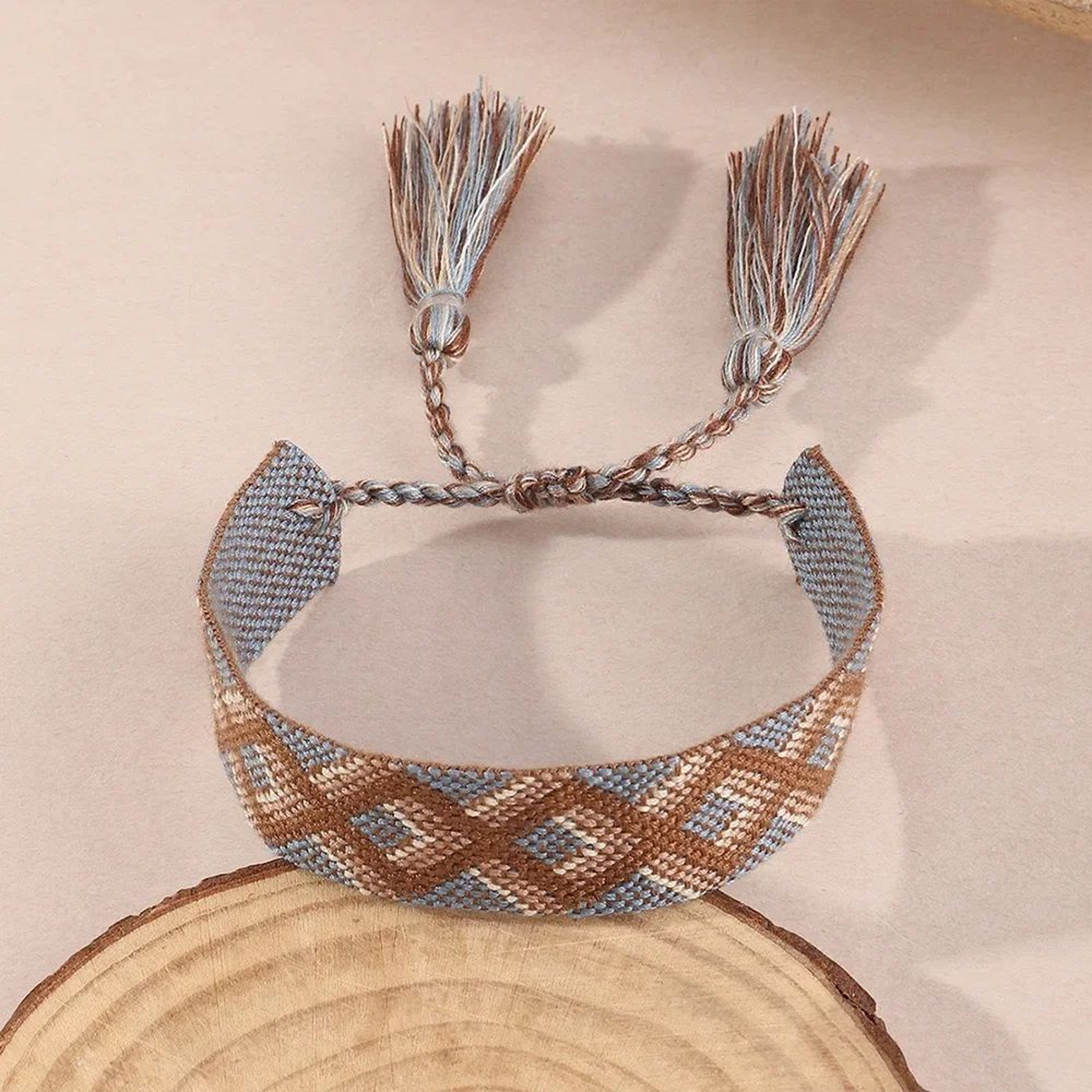 Bohemian Embroidered Woven Tassel Bracelet  Handmade Adjustable Braided Rope Bracelet For Women 7
