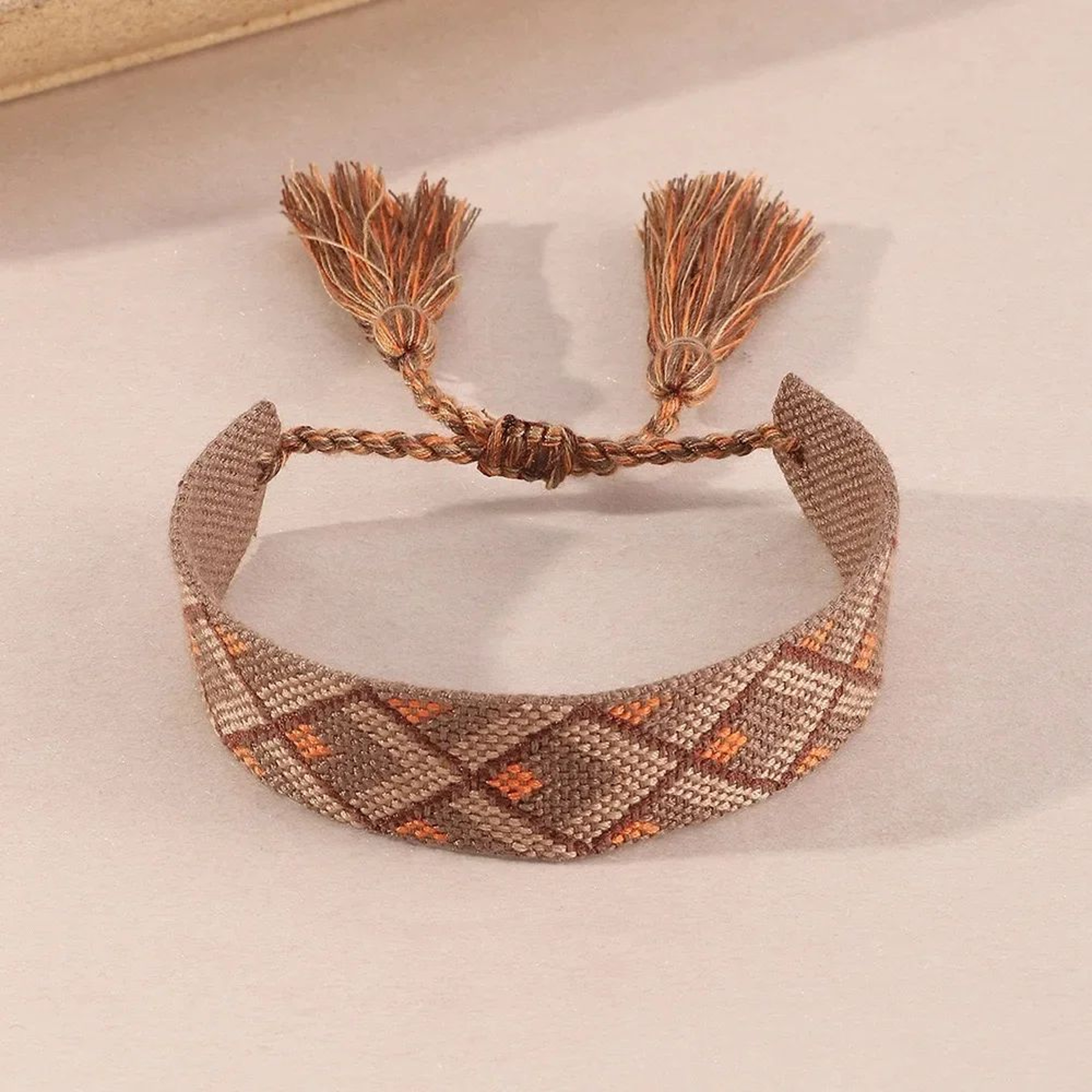 Bohemian Embroidered Woven Tassel Bracelet  Handmade Adjustable Braided Rope Bracelet For Women 6