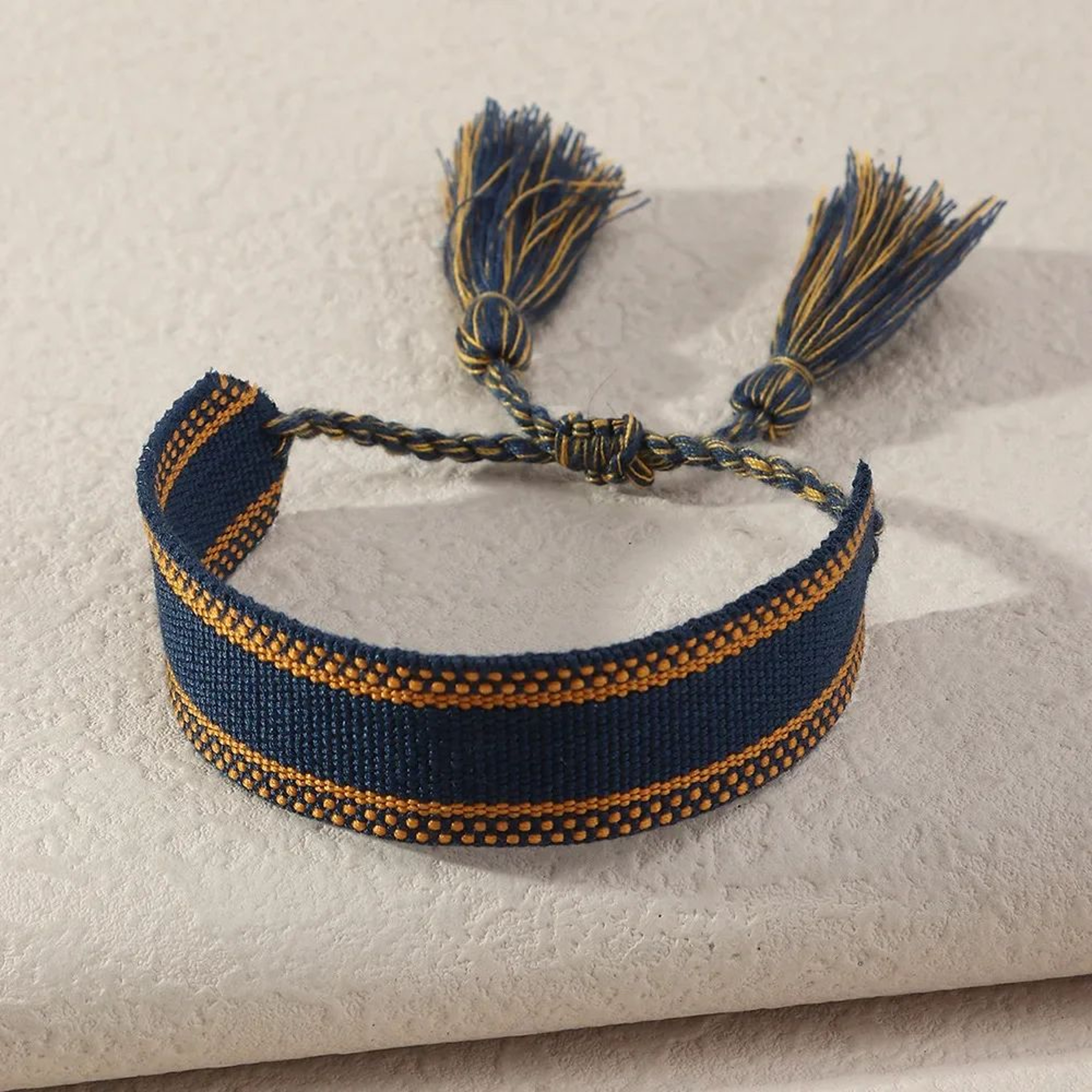 Bohemian Embroidered Woven Tassel Bracelet  Handmade Adjustable Braided Rope Bracelet For Women 18