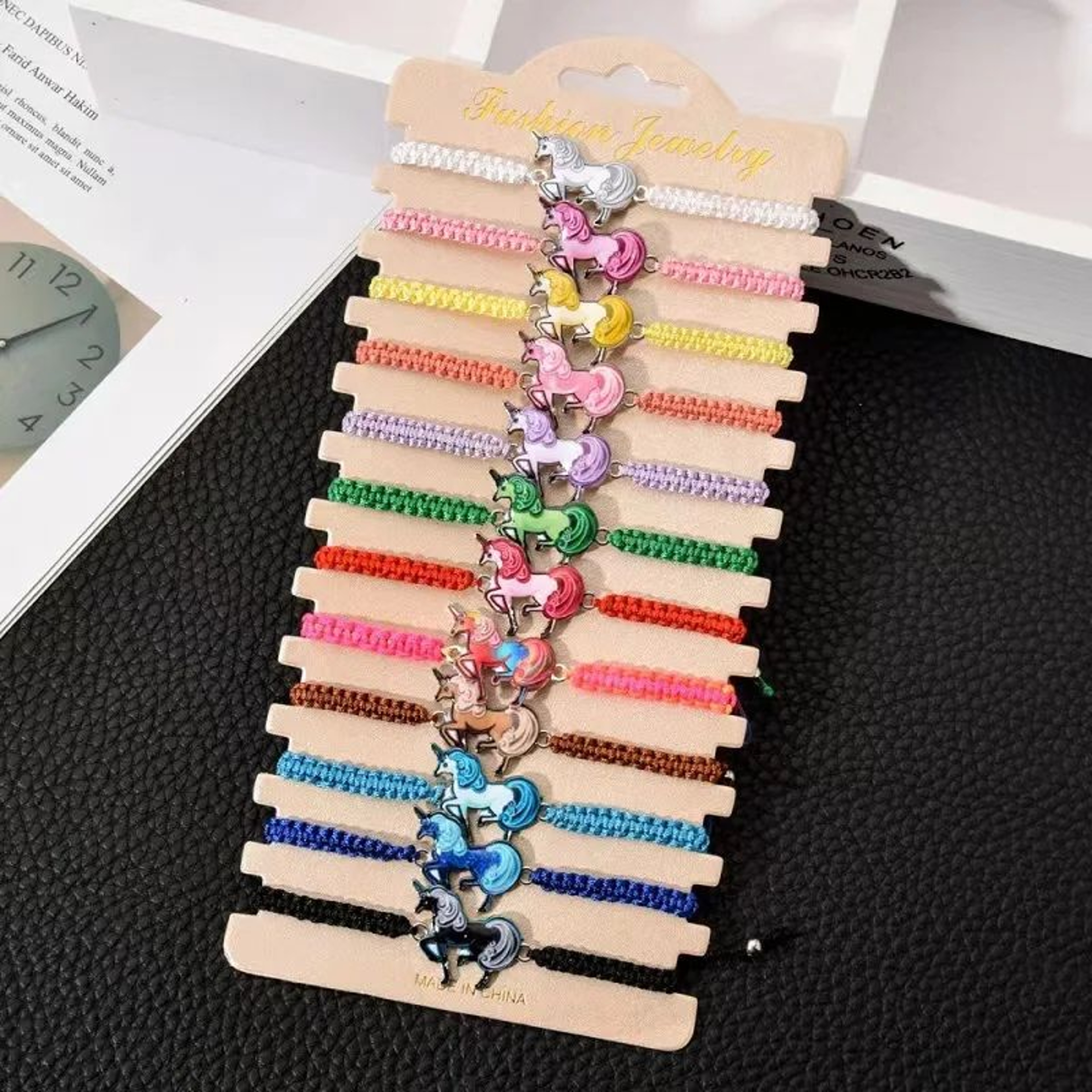12pcs Unicorn Woven Friendship Bracelets  Colorful Adjustable Lucky Bracelets With Alloy Charms For 0