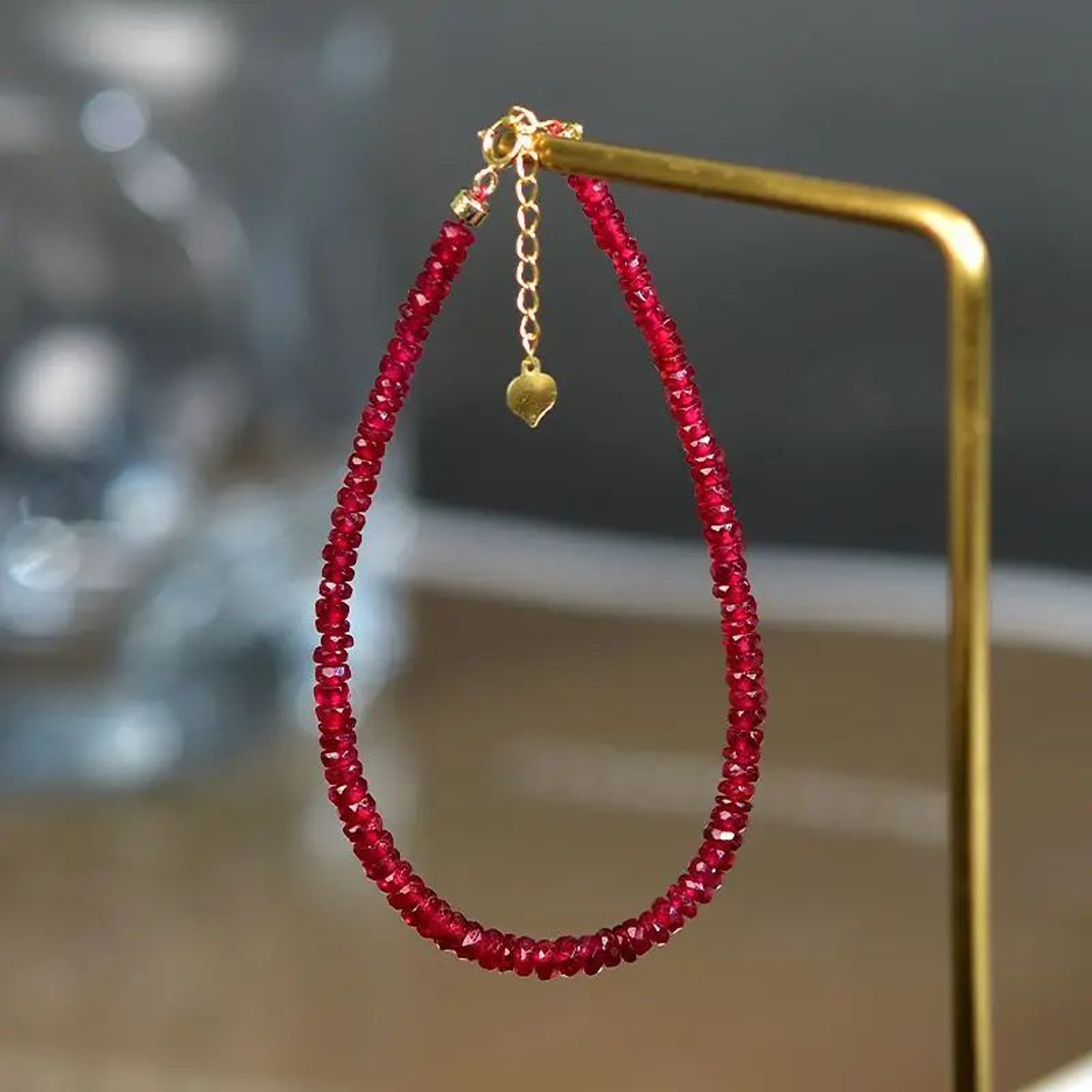 Handmade 4 Mm Natural Ruby Beaded Bracelet  EcoFriendly Gemstone Charm Prayer Bracelet For Women  T 7
