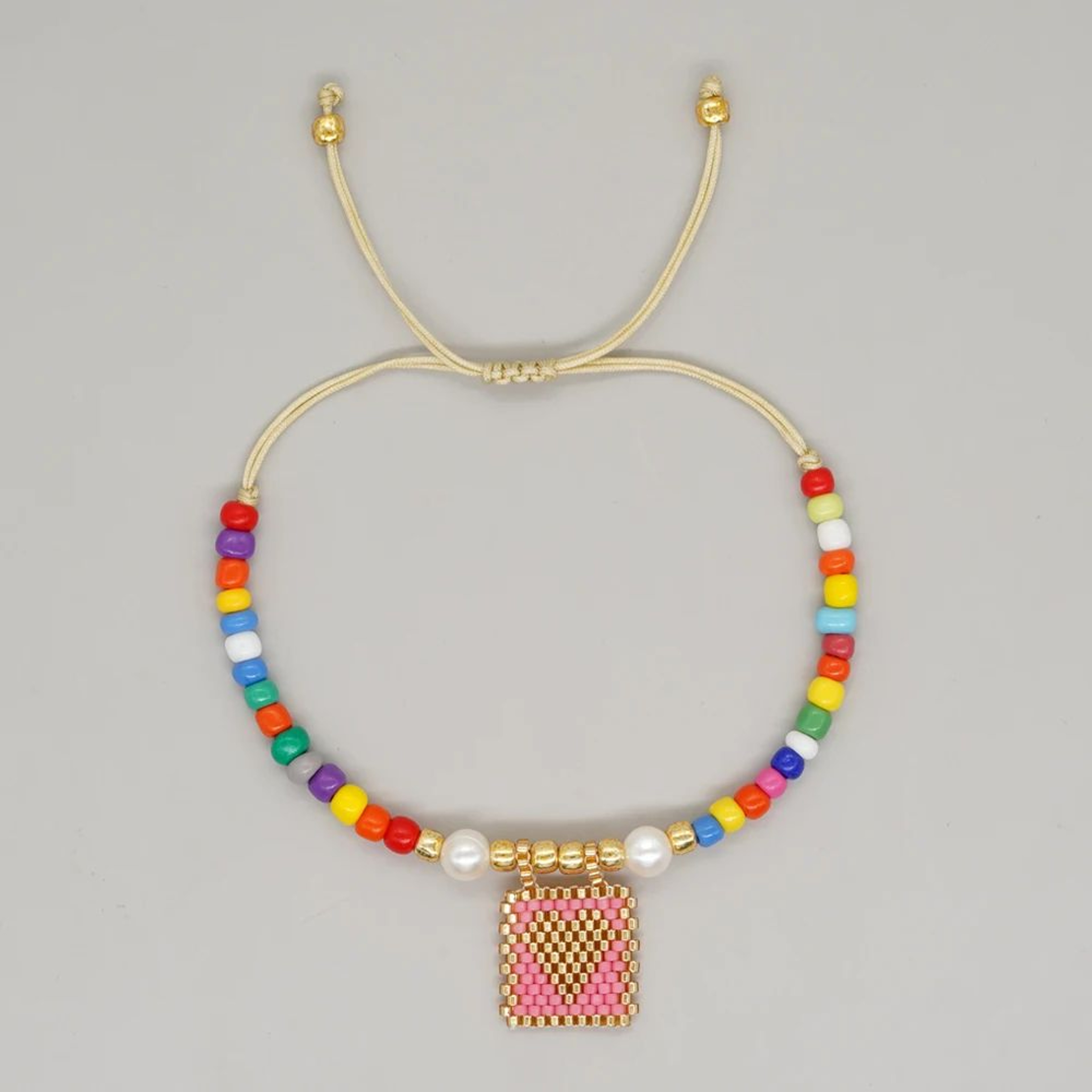 Miyuki Rainbow Beaded Love Heart Charm Bracelet  Handmade Friendship Bracelet For Women  Teen Girls 12