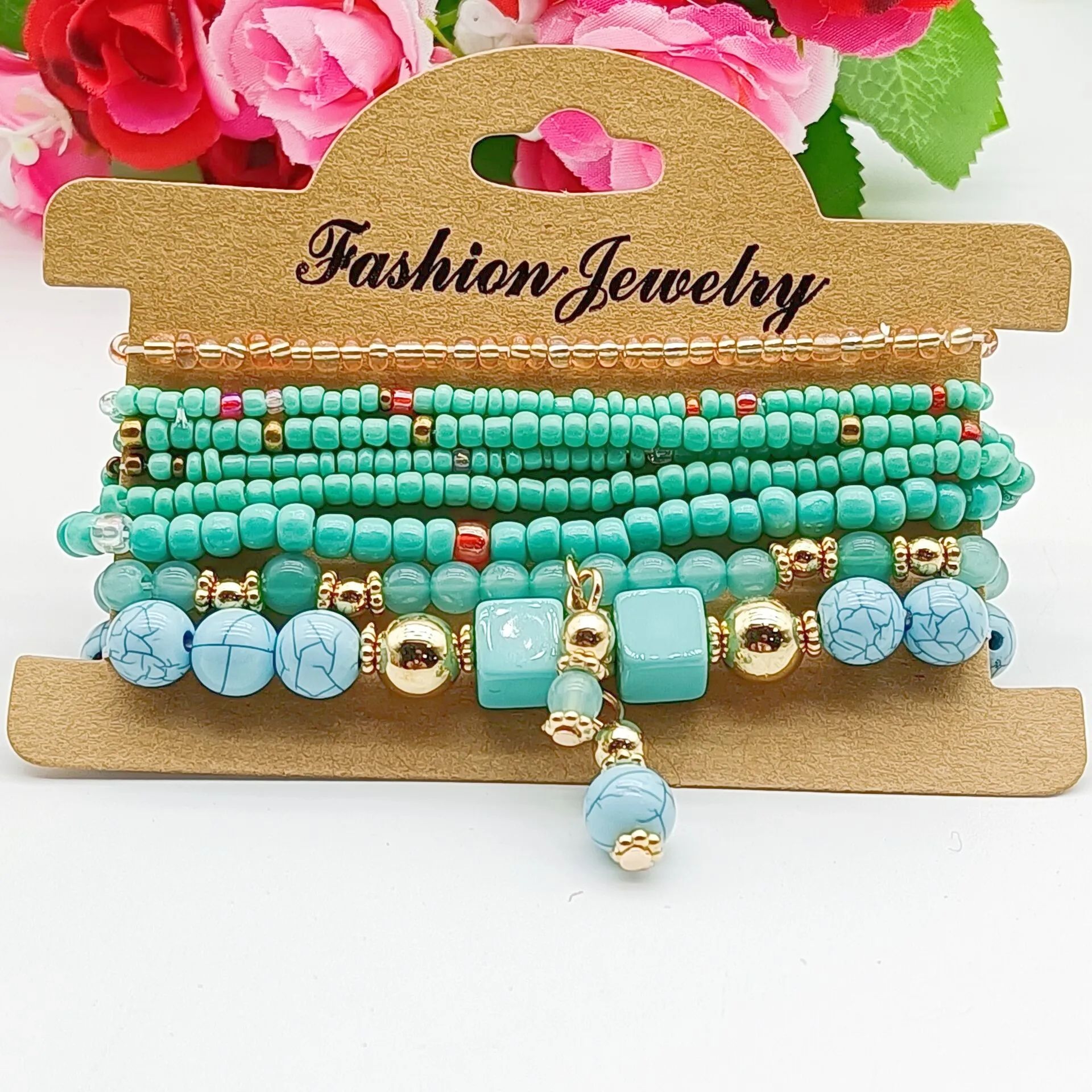 Bohemian Handmade Seed Bead Bracelet Set  Colorful Stackable Summer Bangles For Women DIY Jewelry 9