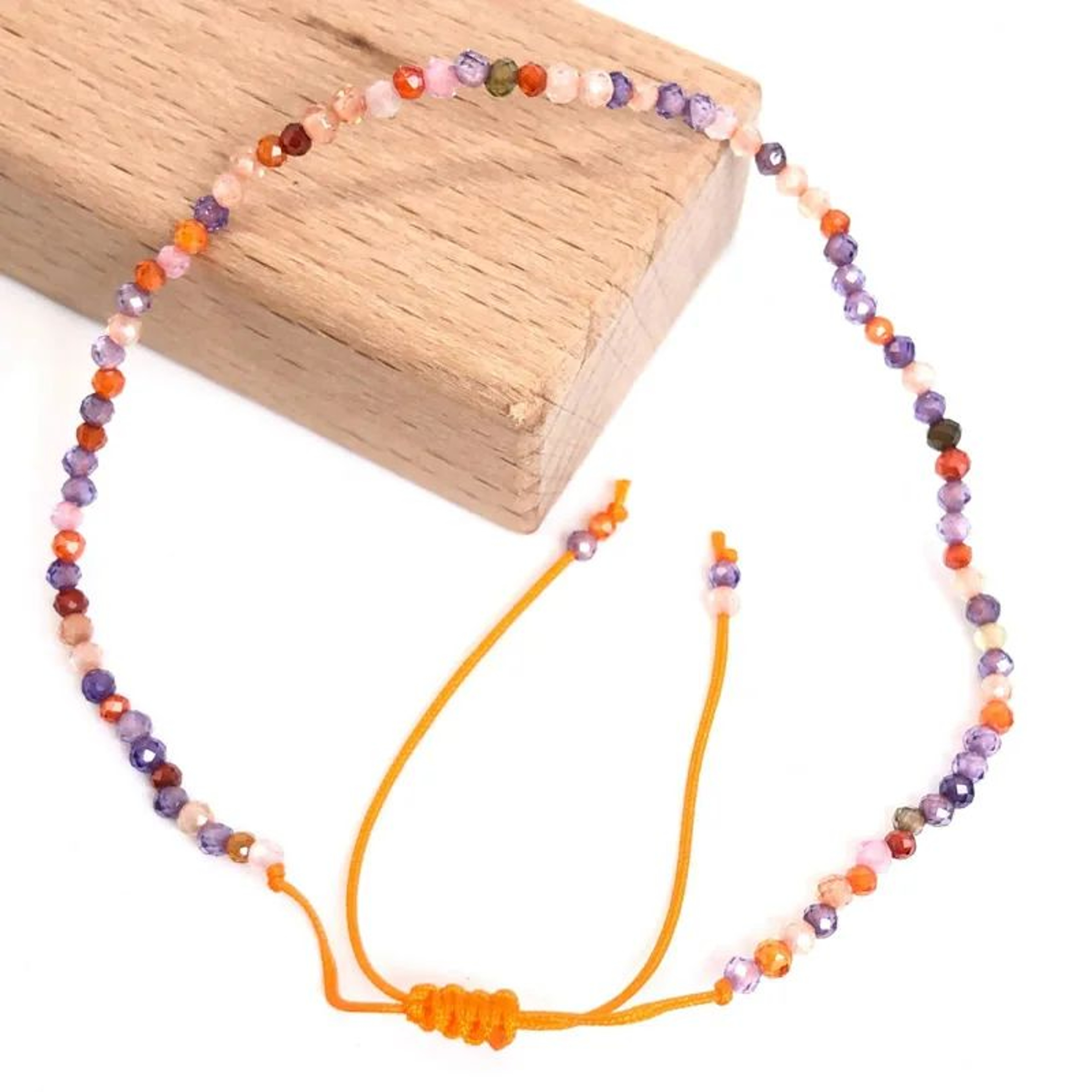 Natural Faceted Stone Beaded Bracelet  Adjustable Crystal Tourmaline Agate Handwoven Bracelet For W 13