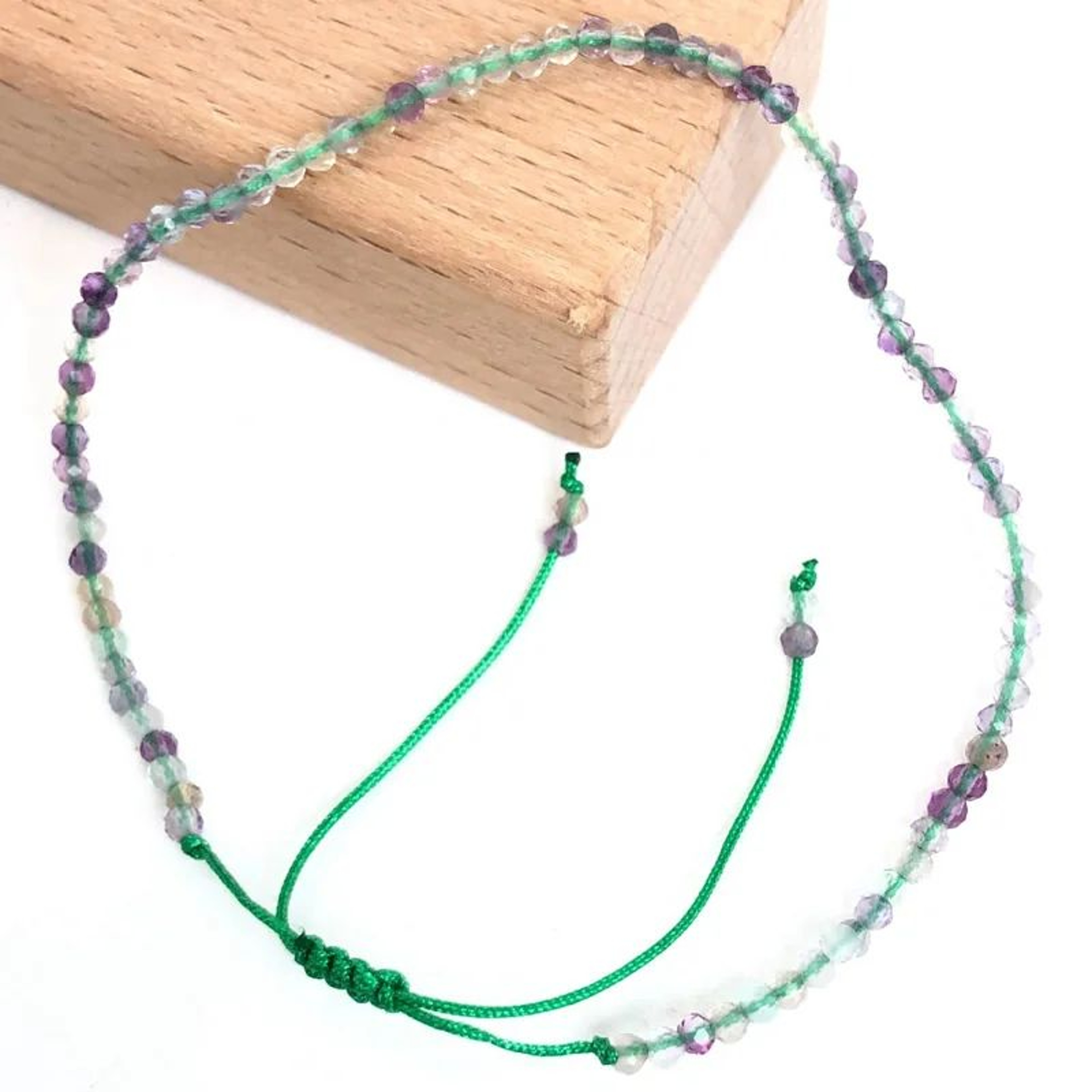 Natural Faceted Stone Beaded Bracelet  Adjustable Crystal Tourmaline Agate Handwoven Bracelet For W 17