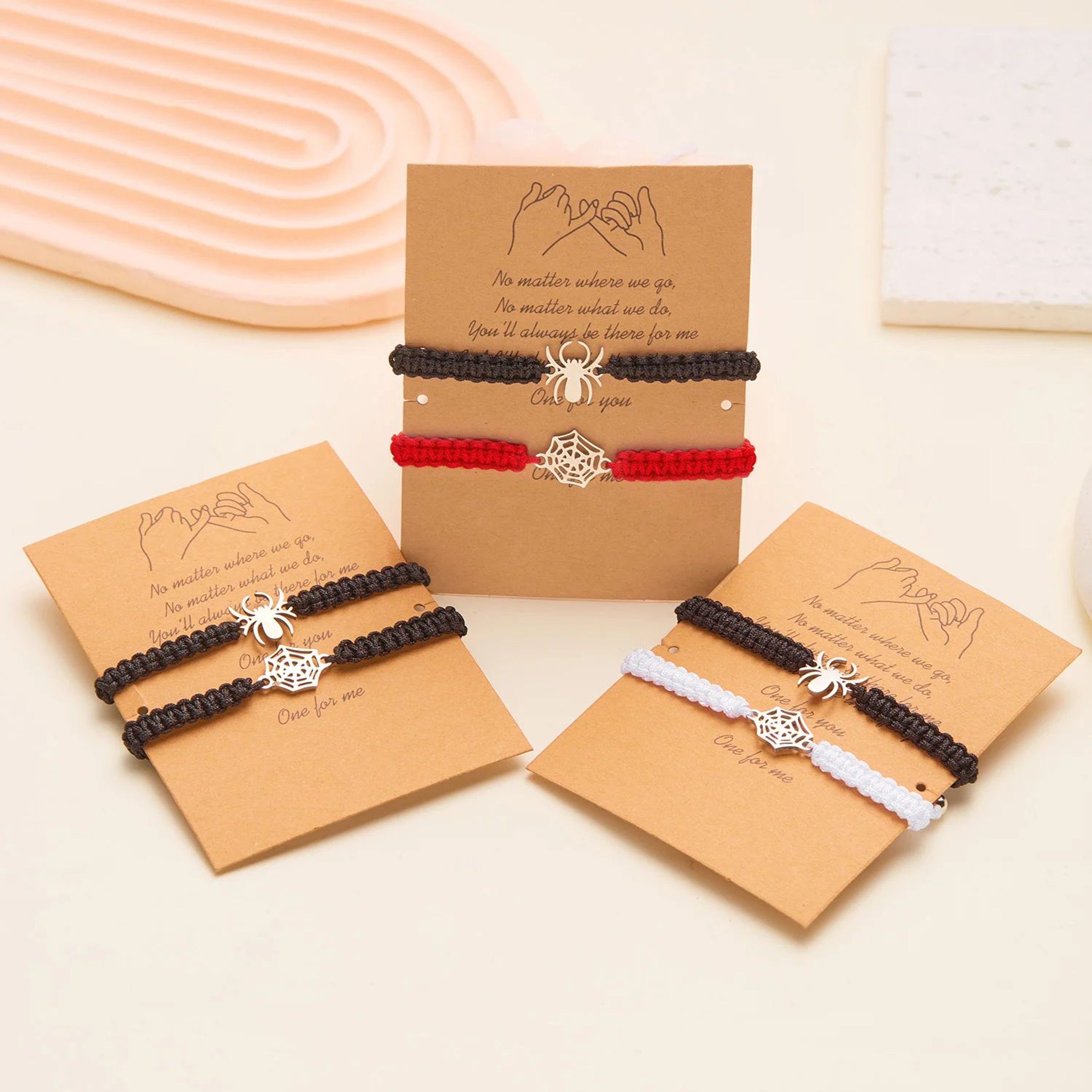 2pcs Handmade Spider Web Couple Bracelets  Braided Rope Friendship Matching Bracelets For Women  Me 2