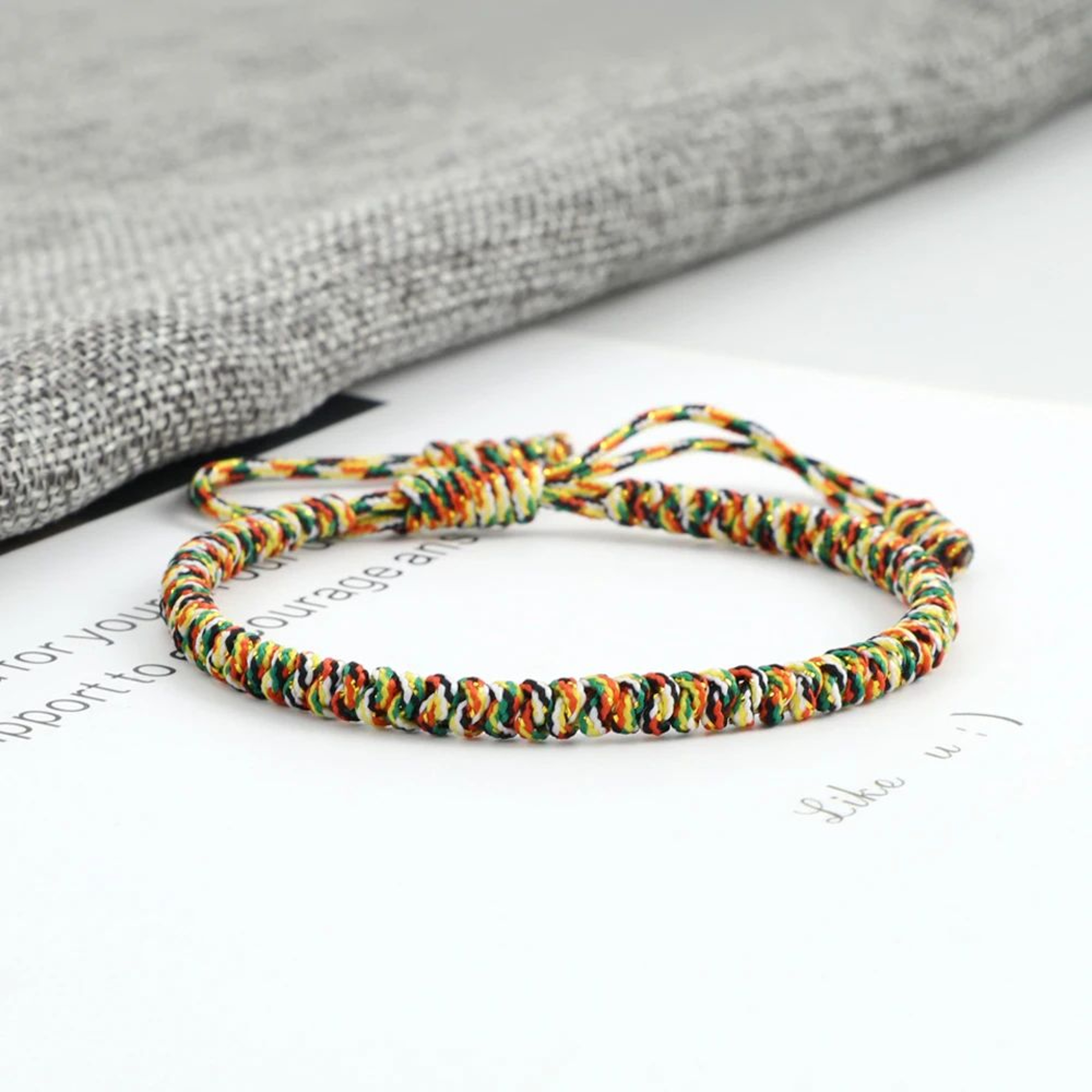 Multicolor Rainbow Braided Lucky Charm Bracelet  Handmade Adjustable Woven Rope Amulet Bracelet For 3