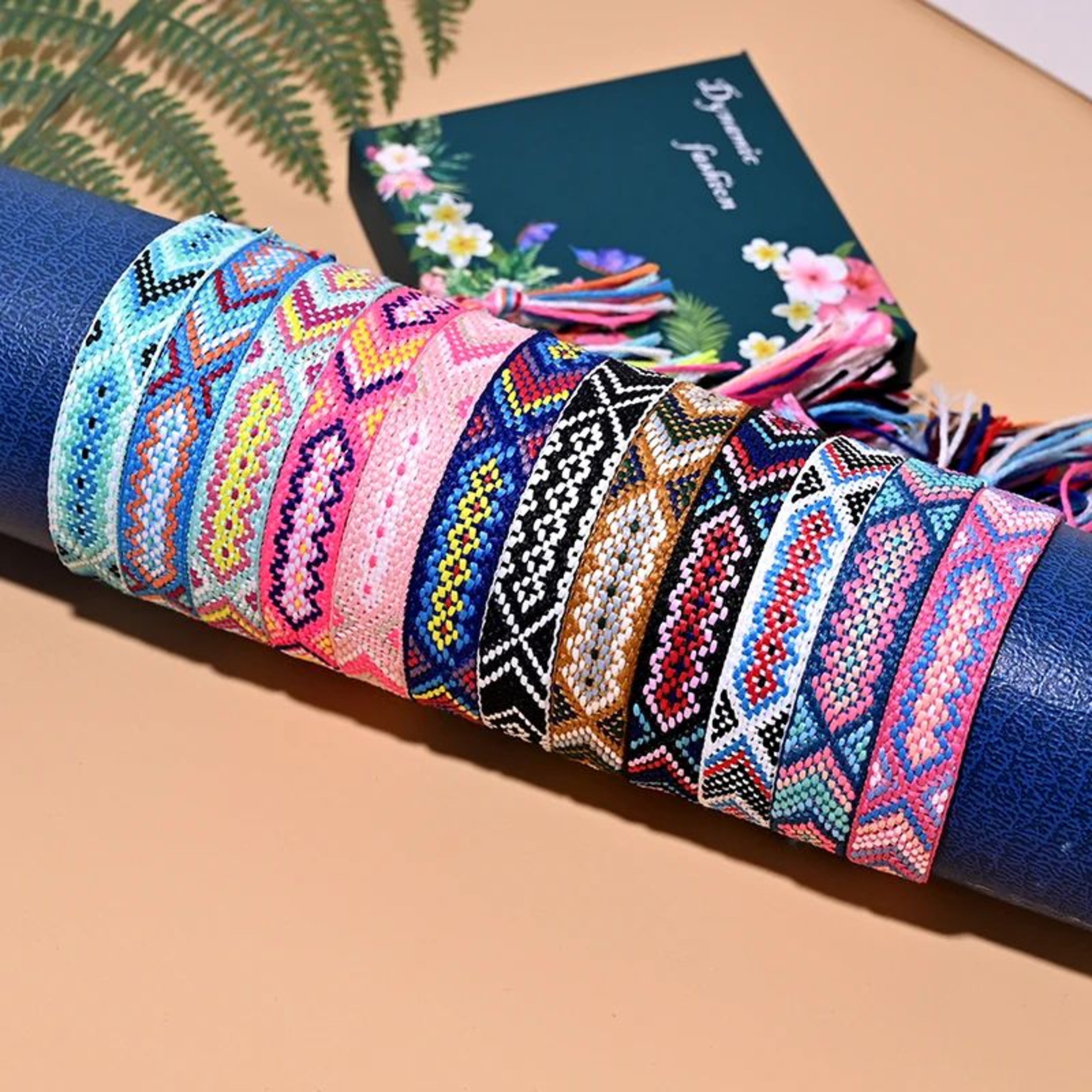 12pcs Handmade Friendship Bracelets  Adjustable Boho Macrame Woven Charm Bracelets For Women 6