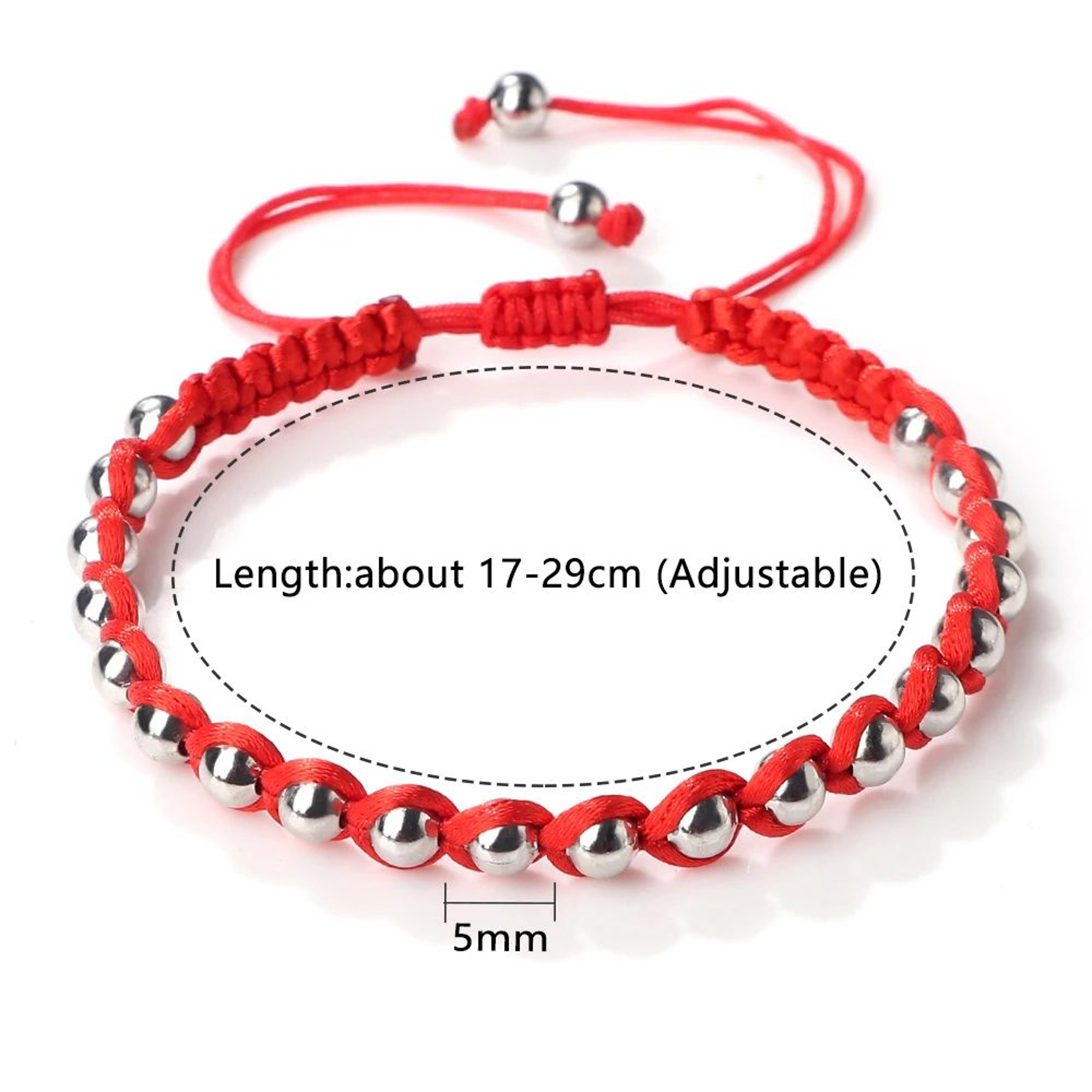 Lucky Red Rope Braided Bracelet  Adjustable Copper Bead Wristband In Gold  Silver For Women  Men 5