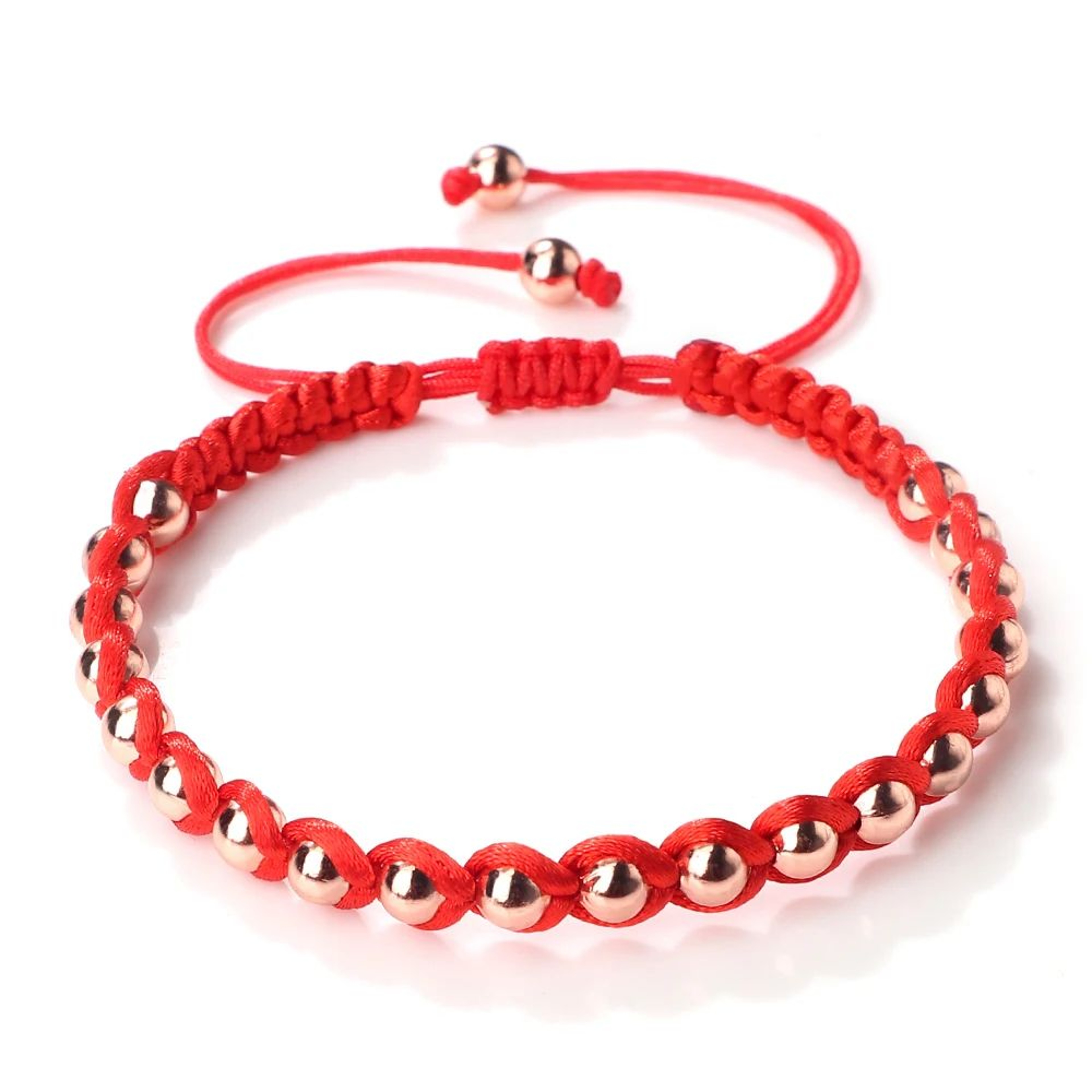 Lucky Red Rope Braided Bracelet  Adjustable Copper Bead Wristband In Gold  Silver For Women  Men 9
