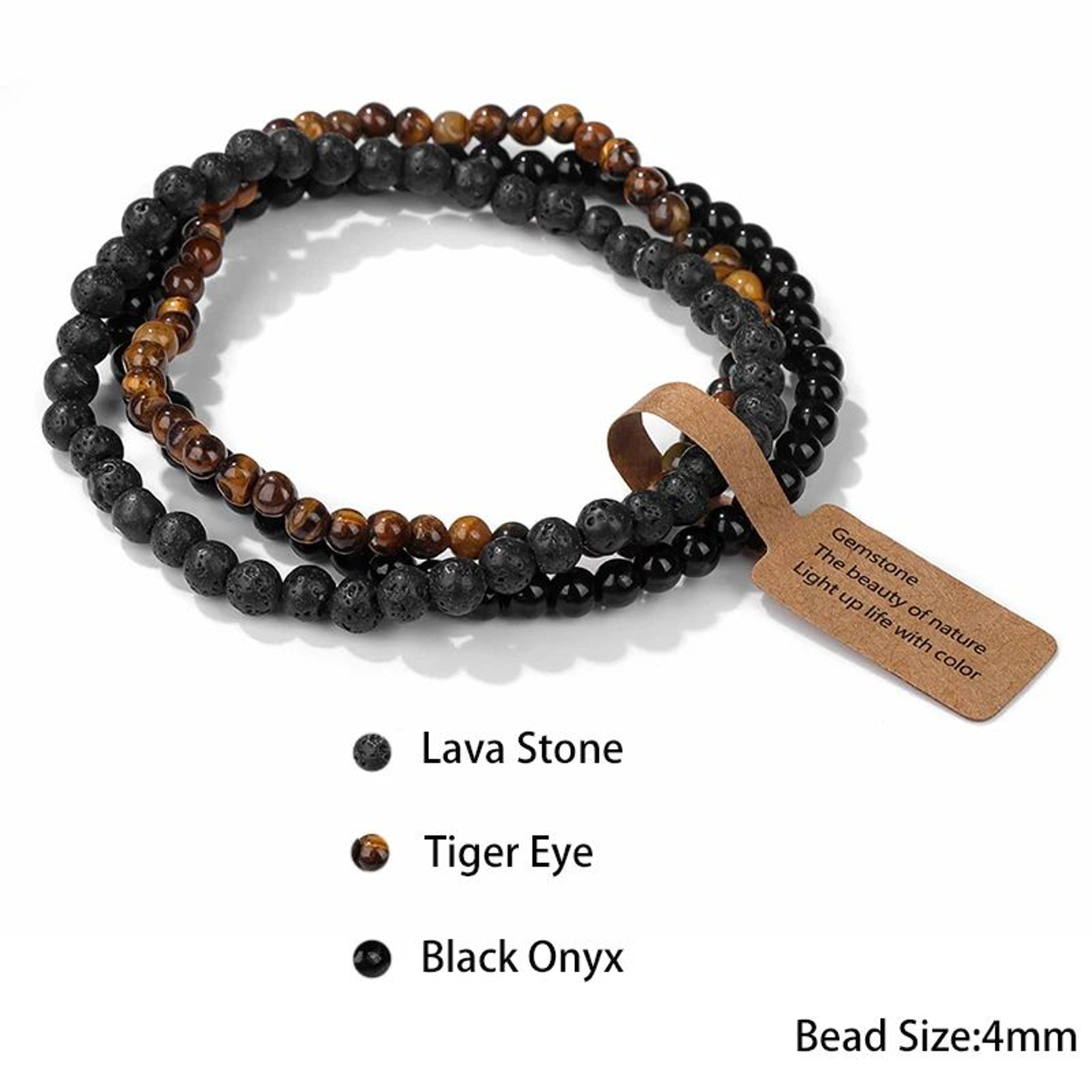 3pcs Natural Crystal Beaded Bracelets With Wish Card  Faceted Elastic Healing Stone Bracelets For W 17
