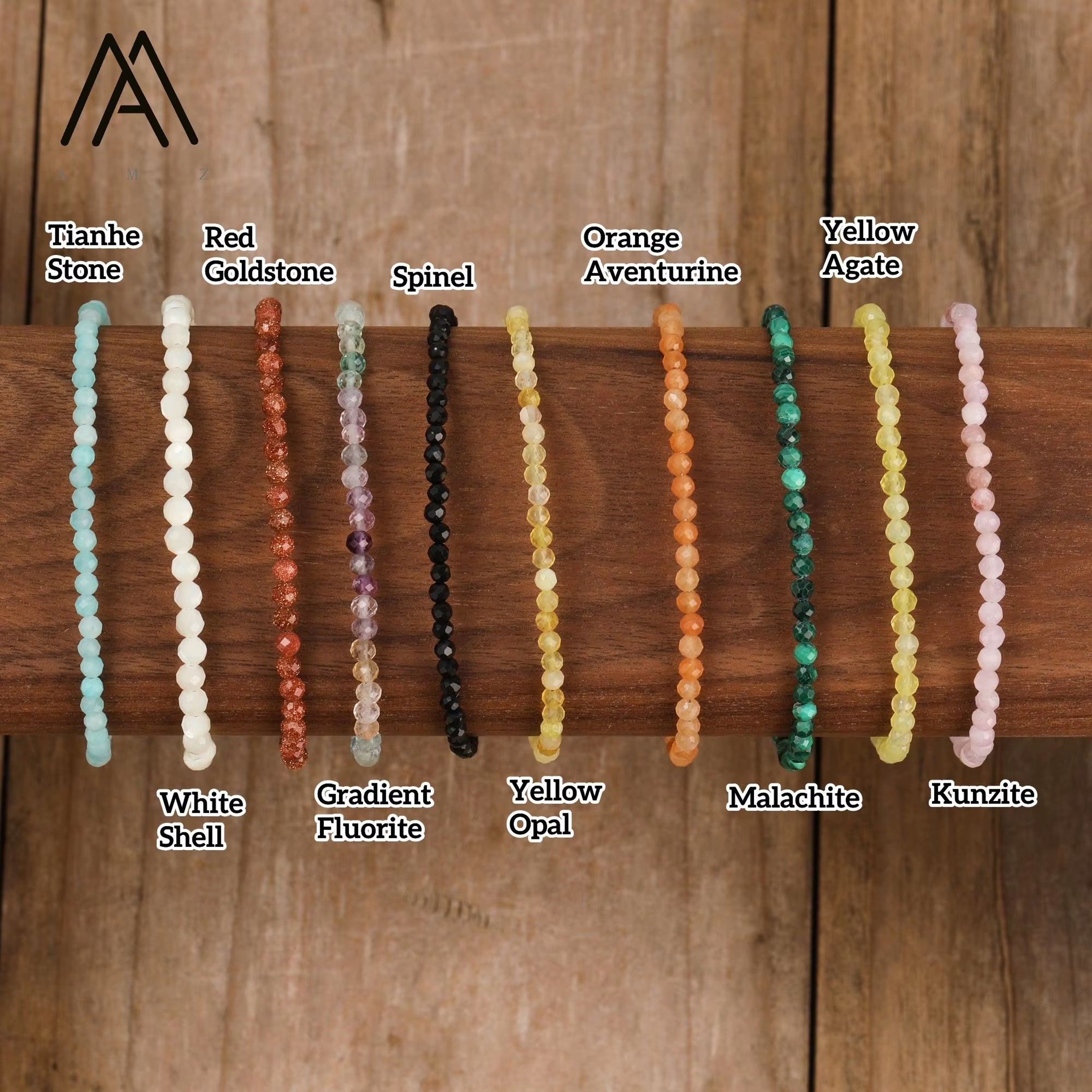 Bohemian Faceted Gemstone Bead Bracelet  3 Mm Crystal Stretch Friendship Bracelet For Women  Men 6