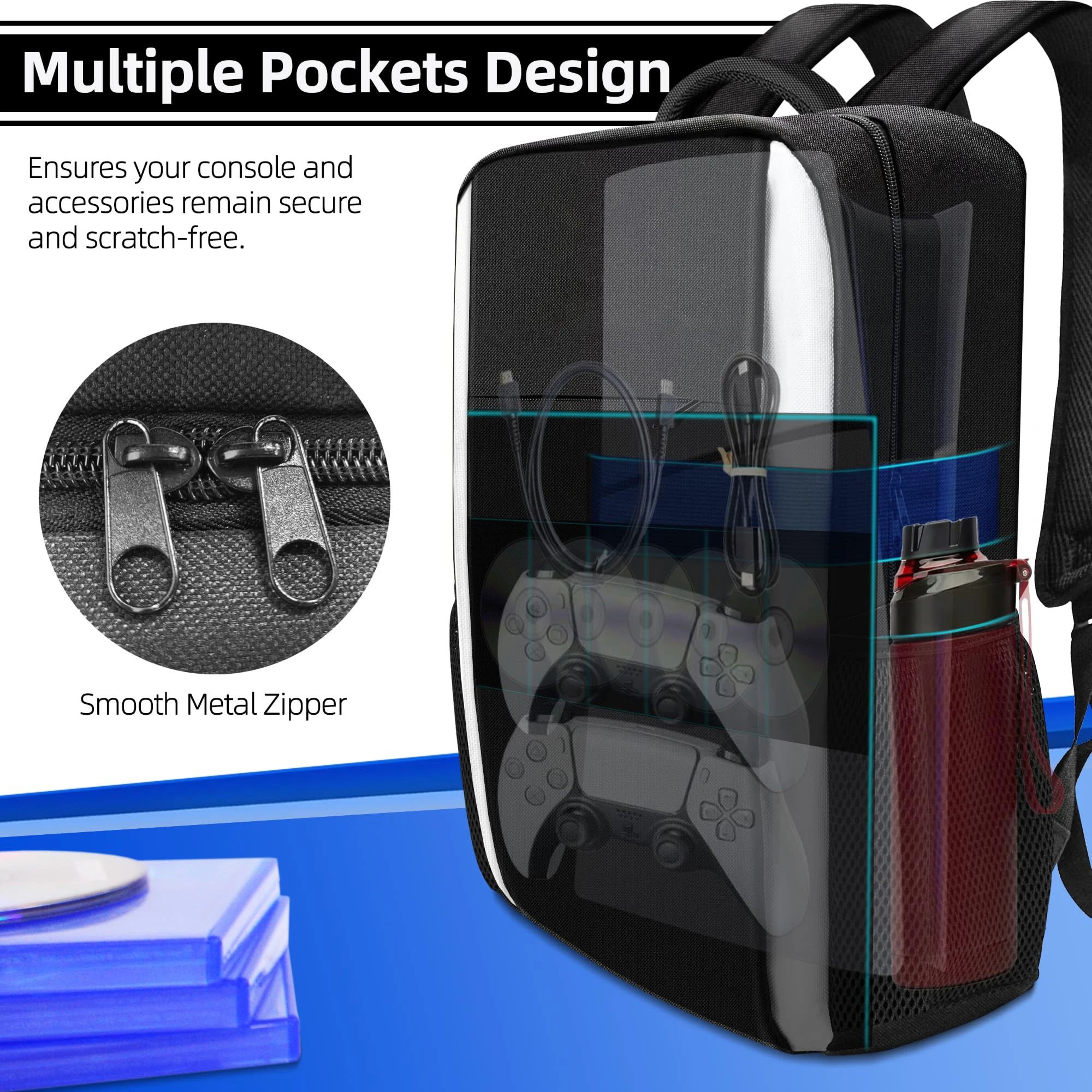 PS5 Console Backpack Carrying Case  Large Capacity Travel Storage Bag For Dual Controllers  Gaming  3