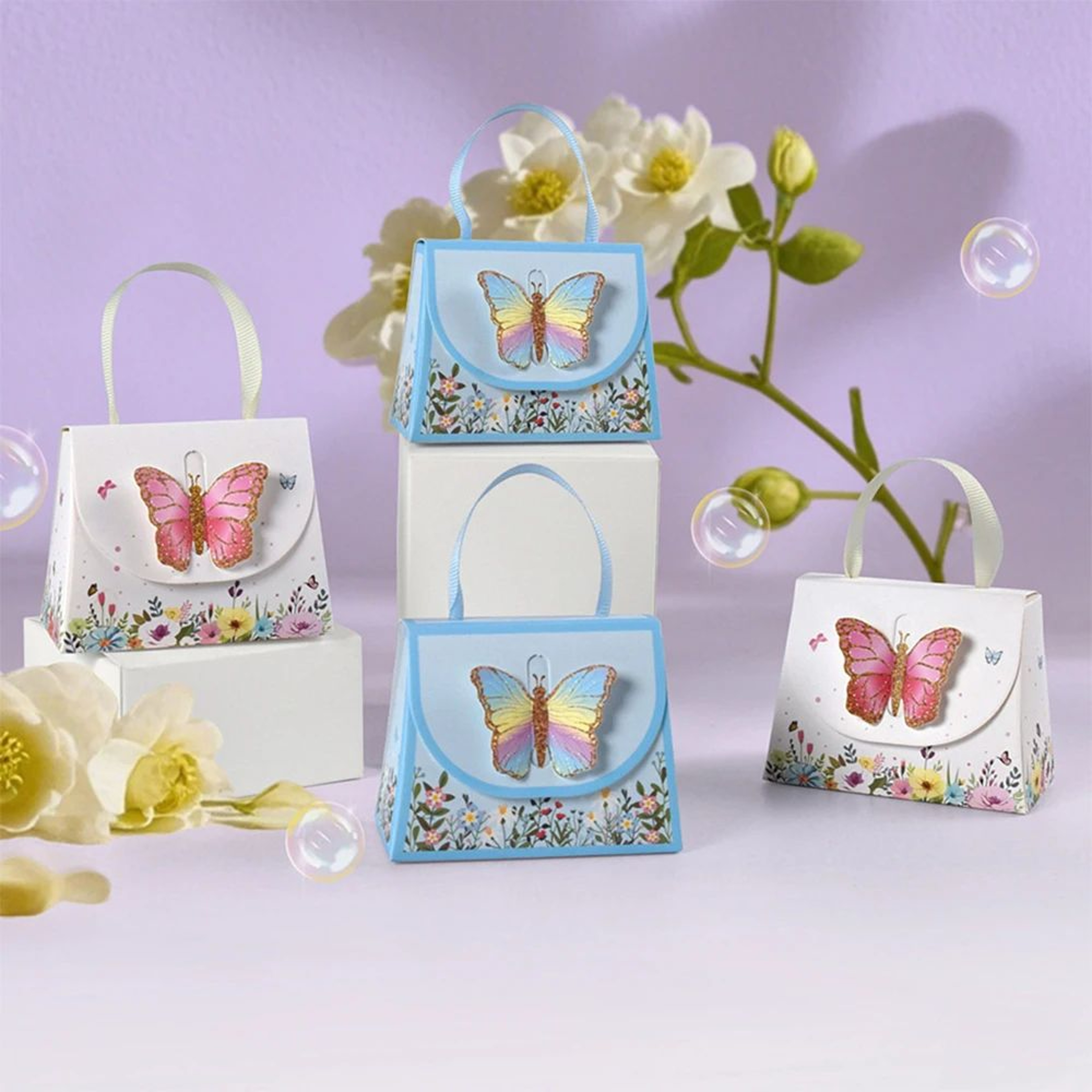 10pcs 3D Butterfly Gift Boxes  White  Blue Paper Candy Favor Boxes For Weddings Baby Showers Birthd 0