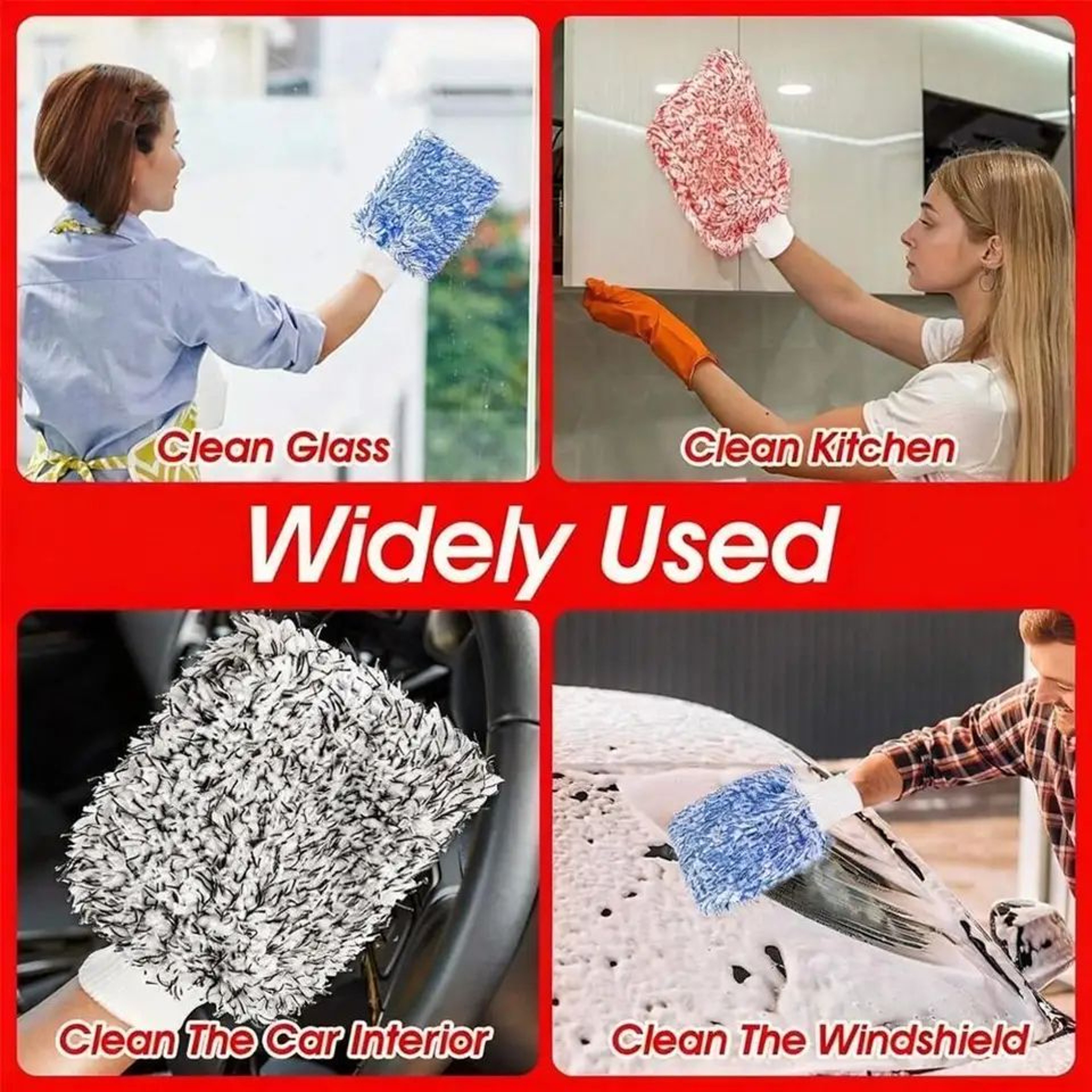 3pcs UltraFine Microfiber Car Wash Gloves  Thick Absorbent Cleaning Mitts For Auto Detailing  Car C 3