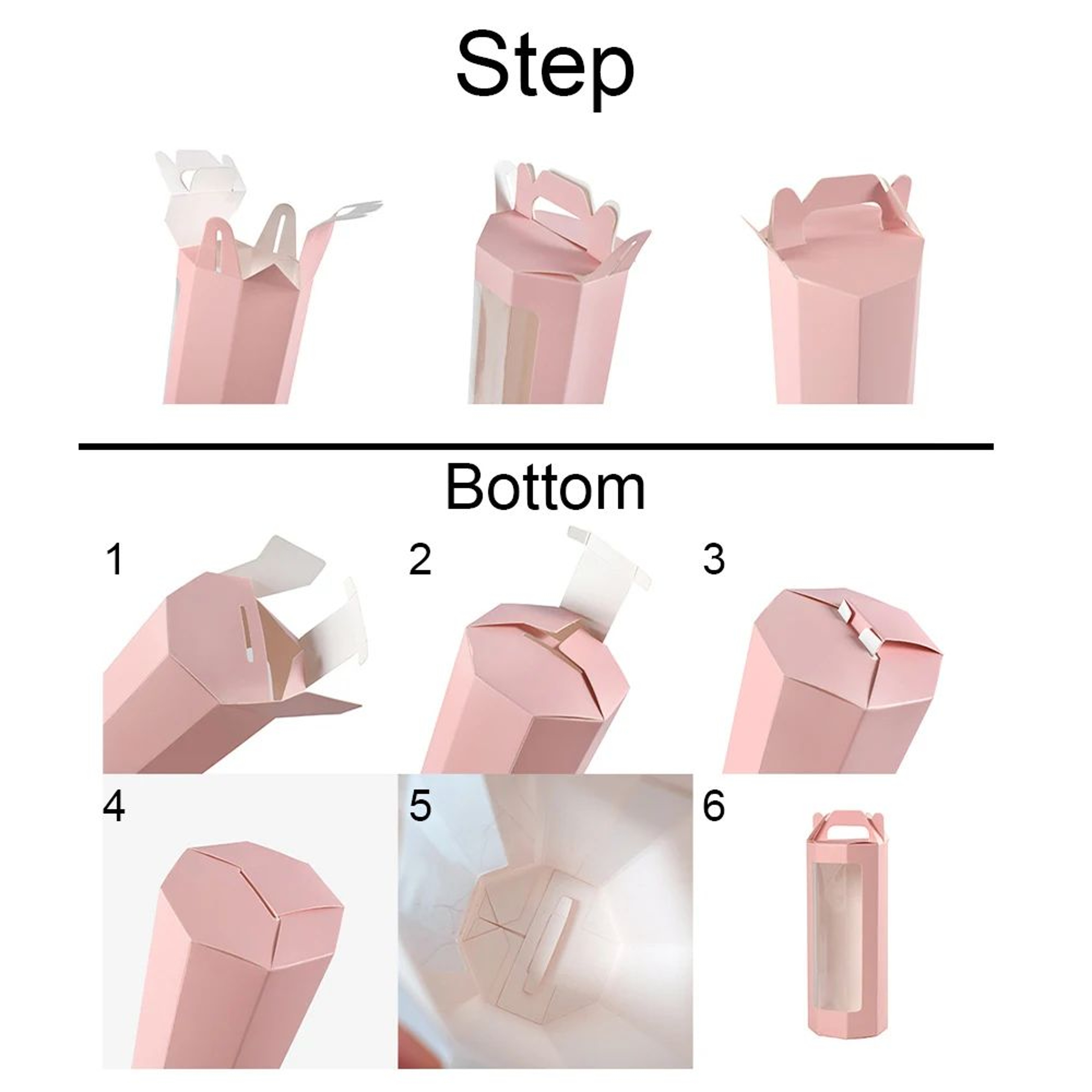 10pcs Octagonal Transparent Window Gift Boxes  Paper Flower Gift Packaging Boxes For Birthday Party 5