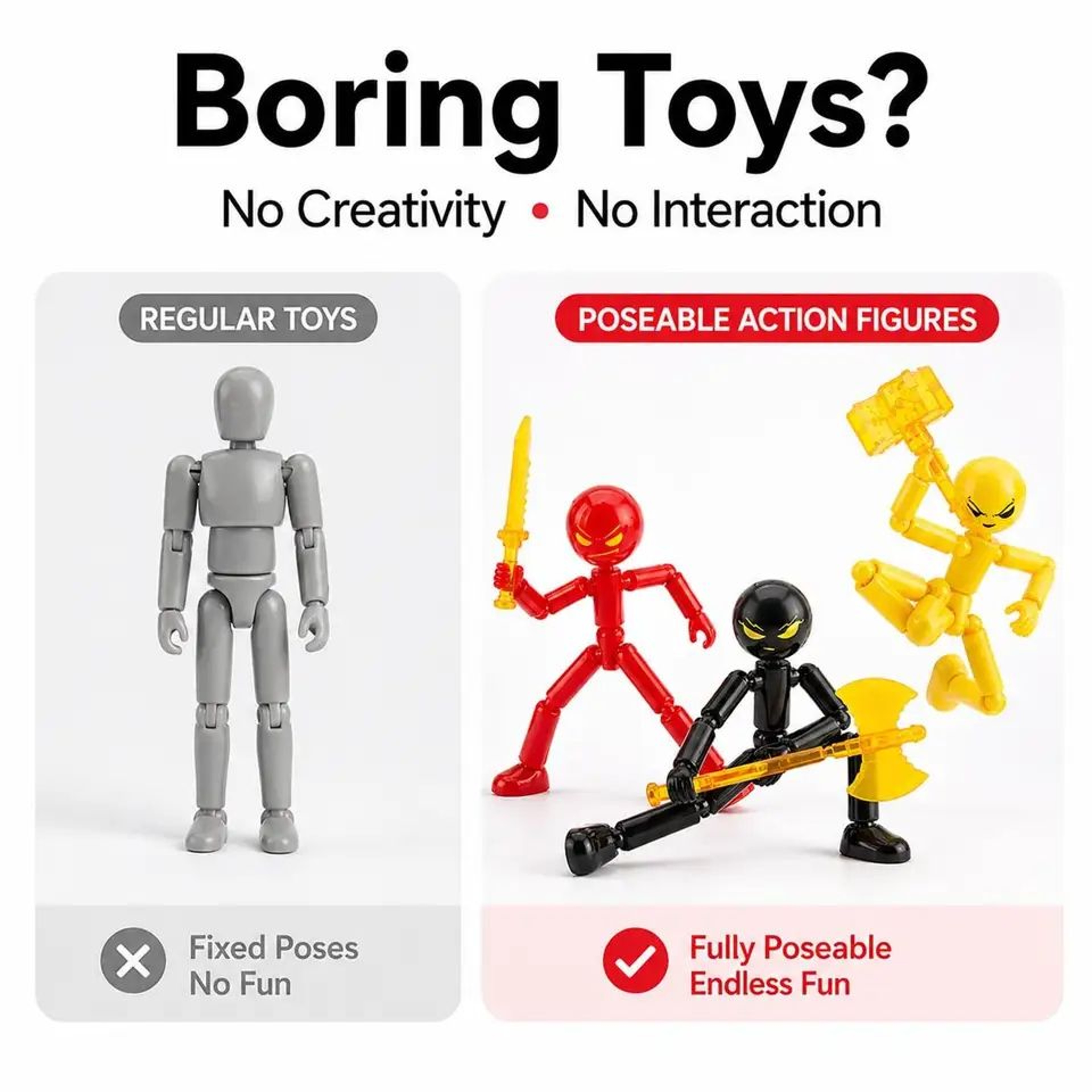Poseable Stickman Action Figures Set  Flexible DIY Bendable Toys For Kids  Creative Play 2