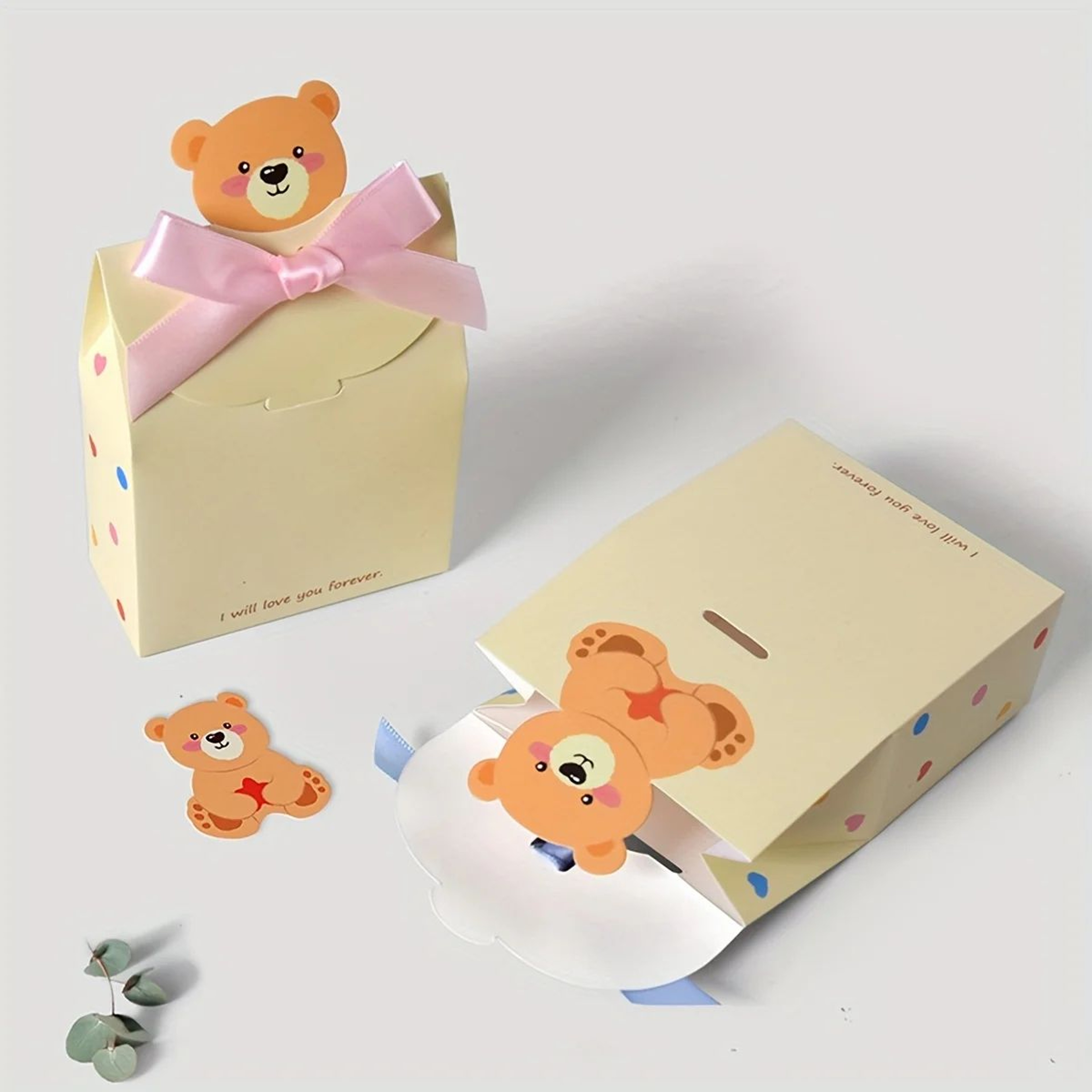 10pcsc Cartoon Bear Foldable Gift Box Set  Cute Paper Favor Boxes For Weddings Gender Reveal Birthd 3