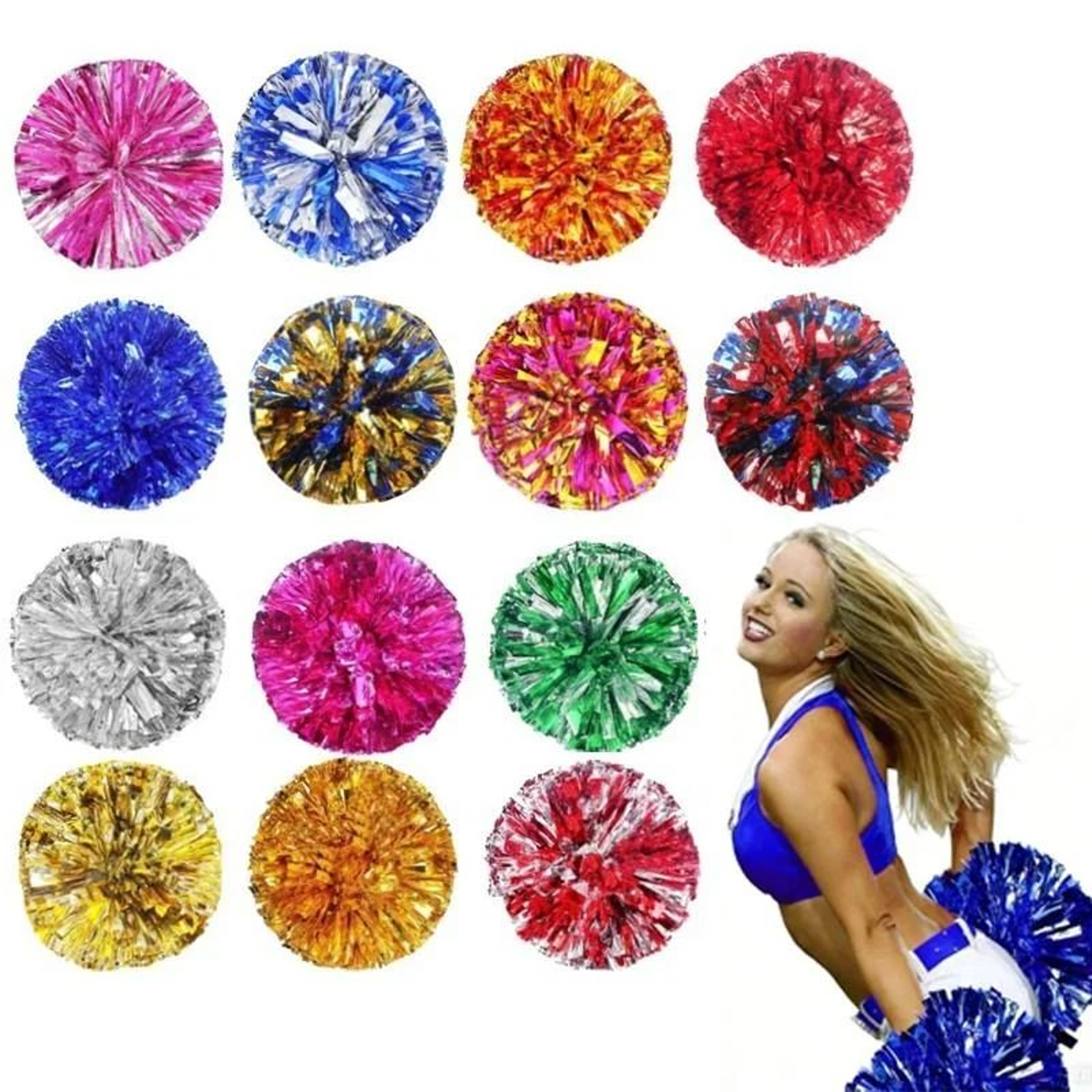 Blue  Silver Cheer Pom Poms  Lightweight HighIndex Plastic Cheerleading Pom Poms For Sports Dance   0