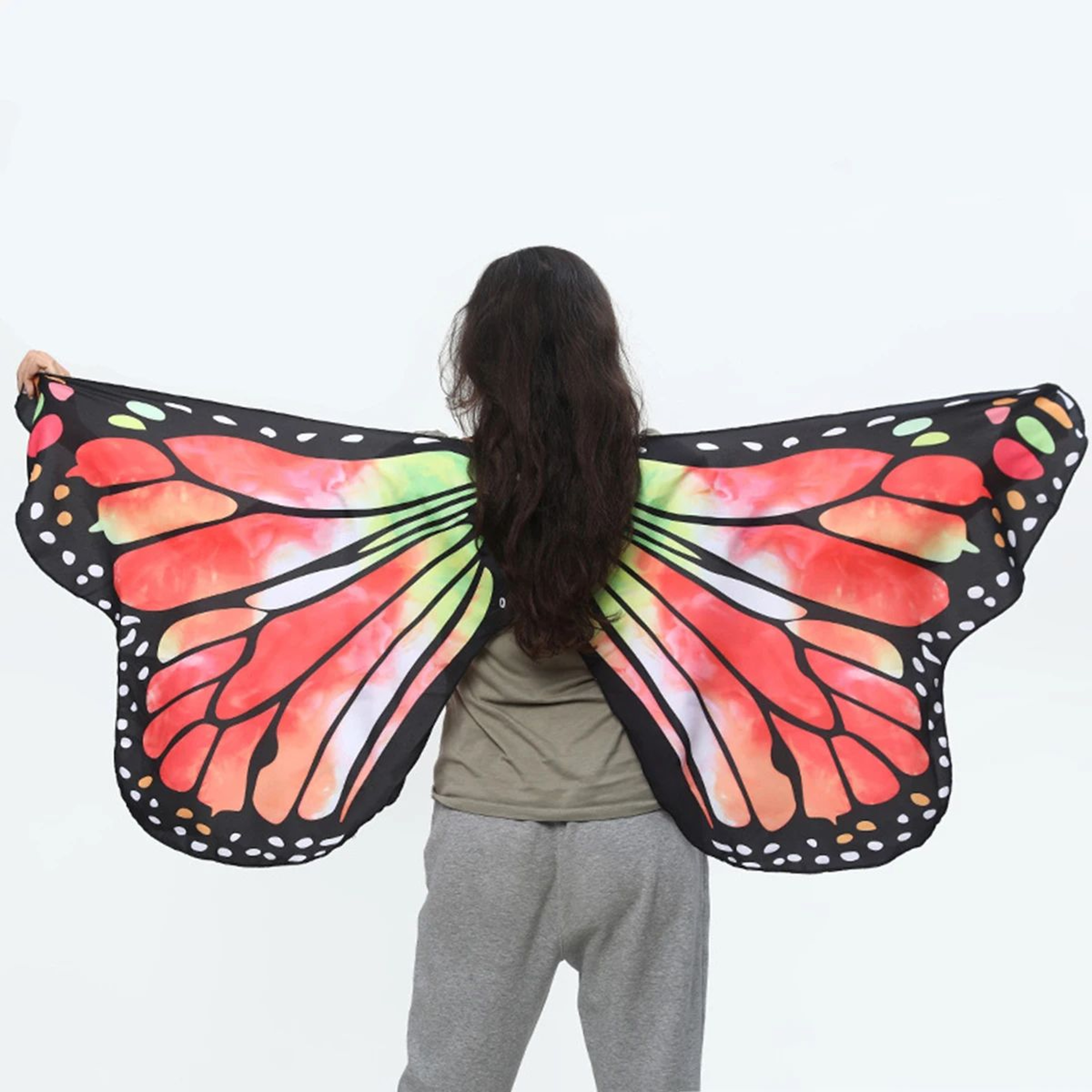 Womens Butterfly Wings Cape  Polyester Fairy Shawl Cosplay Costume Cloak  Festival DressUp Accessor 1