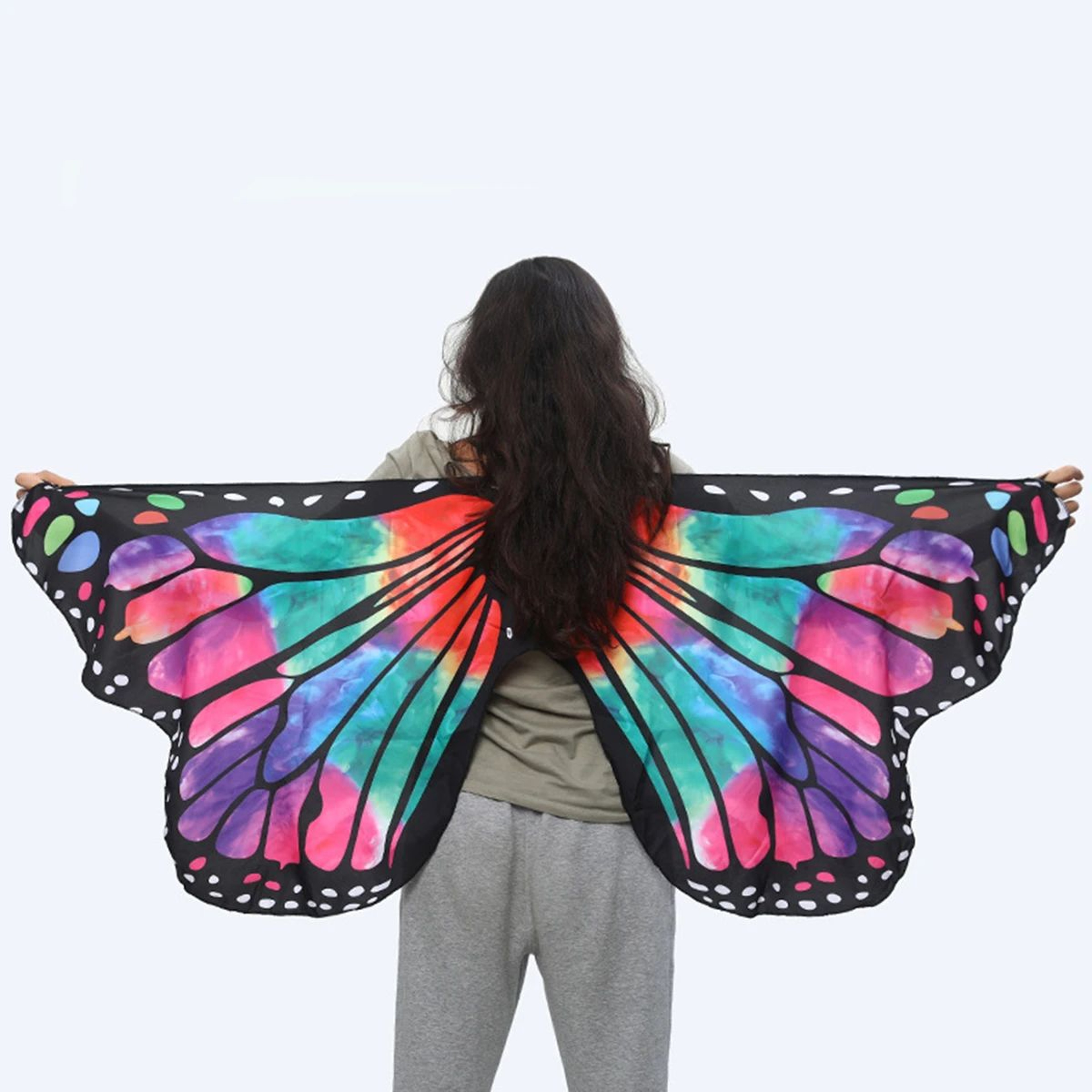 Womens Butterfly Wings Cape  Polyester Fairy Shawl Cosplay Costume Cloak  Festival DressUp Accessor 2