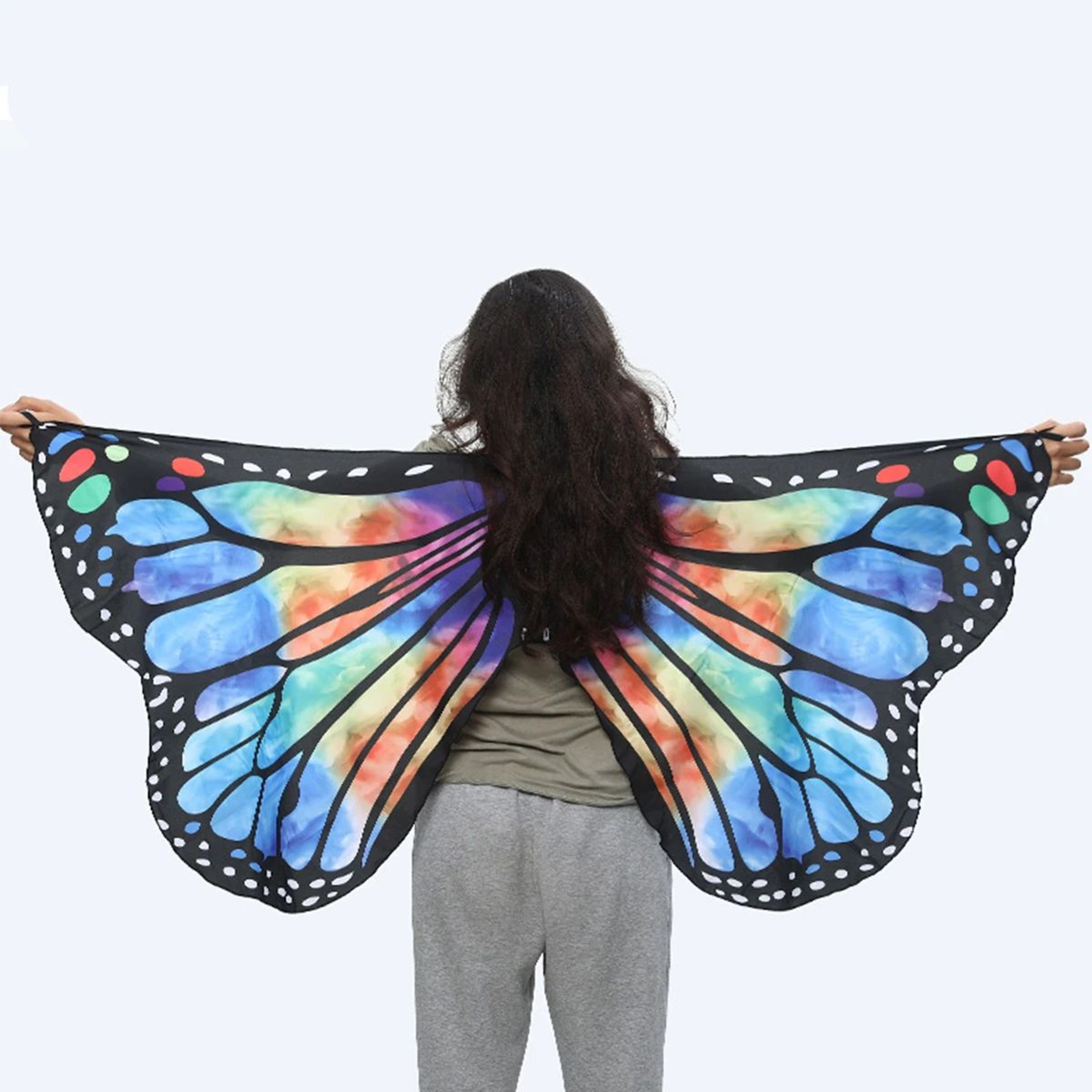 Womens Butterfly Wings Cape  Polyester Fairy Shawl Cosplay Costume Cloak  Festival DressUp Accessor 12