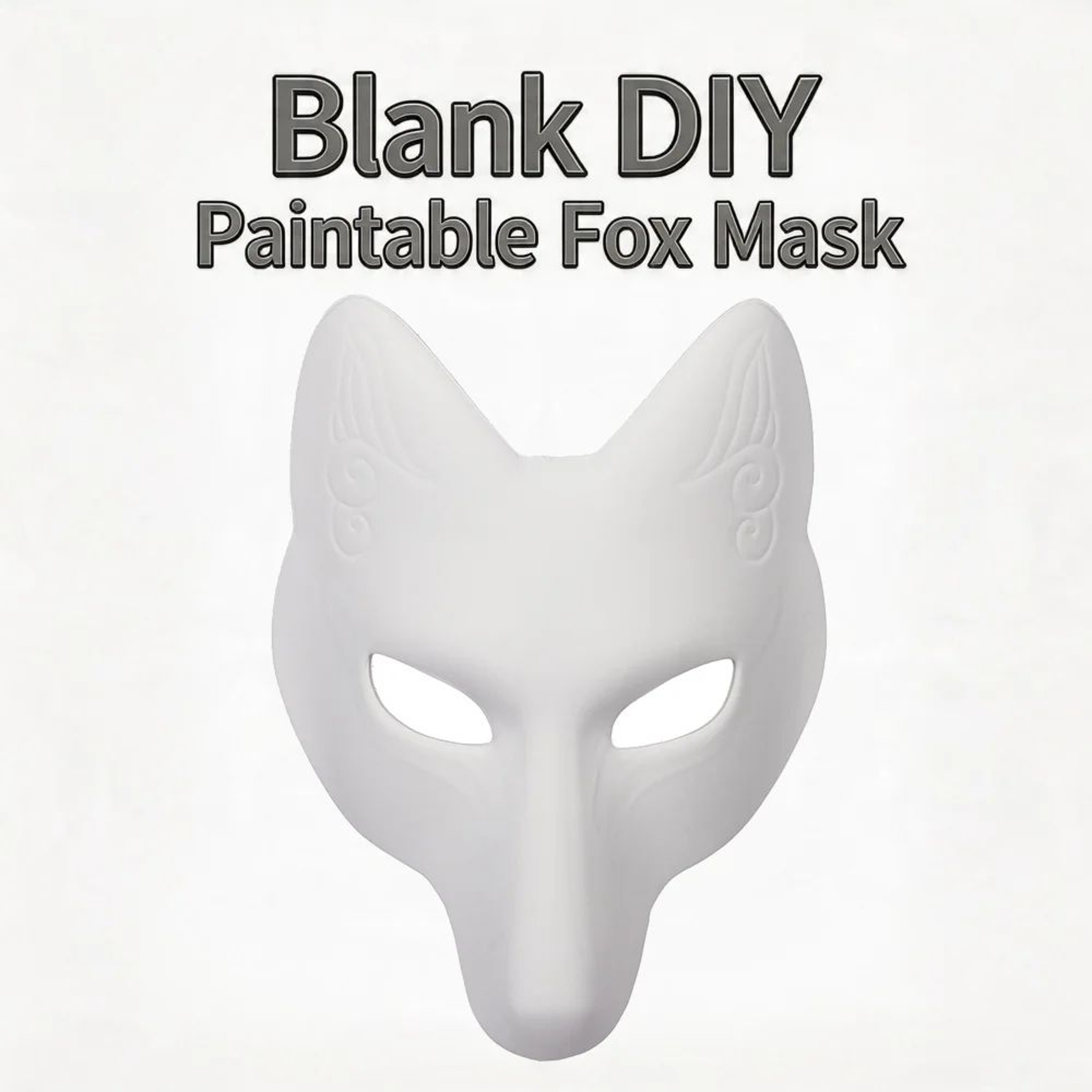 DIY White Kitsune Fox Mask  Blank Paintable Anime Cosplay Half Face Mask For Halloween Masquerade   6