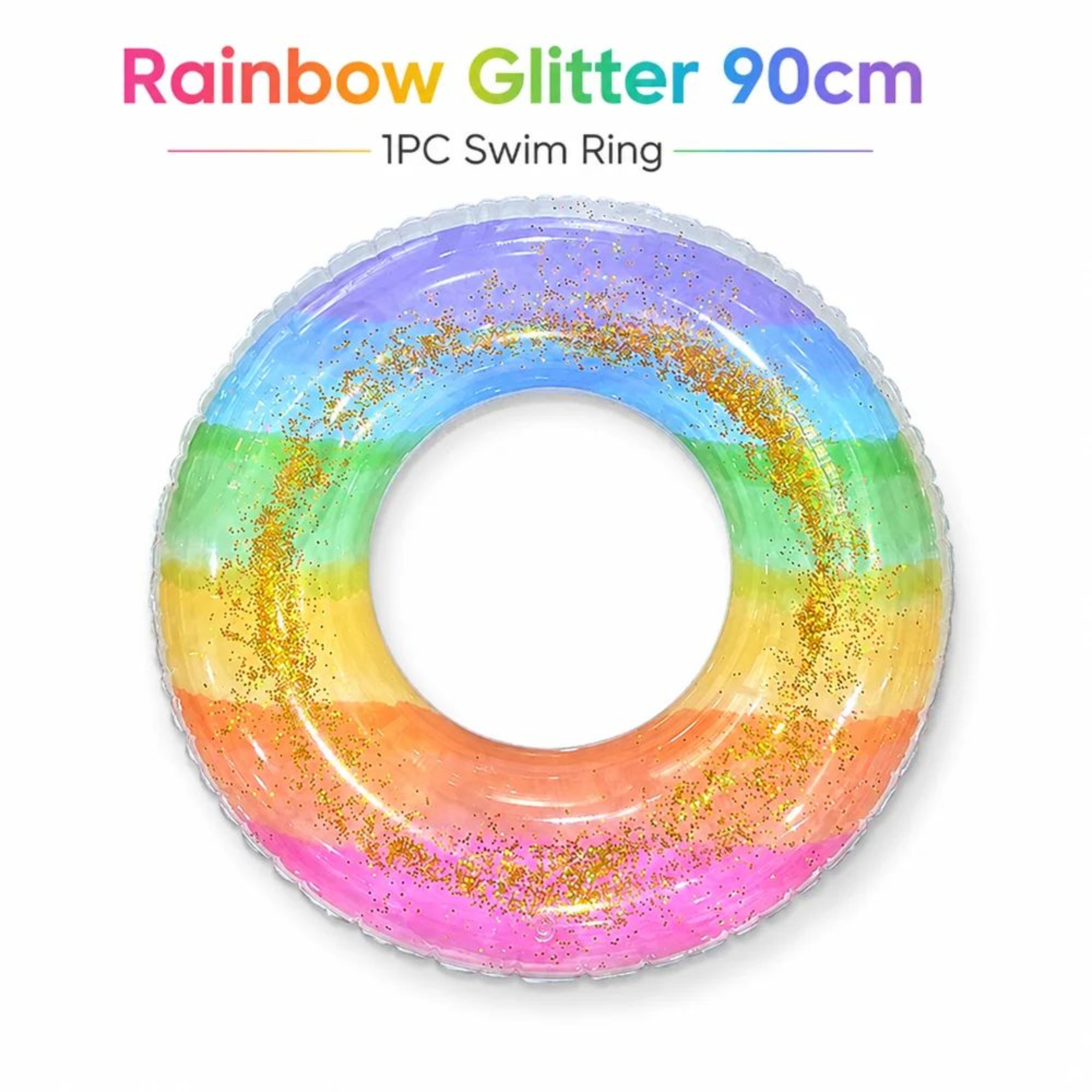 Transparent Inflatable Swim Ring Pool Float  Adult PVC Beach Tube With Handles  Glitter 354394 In 8