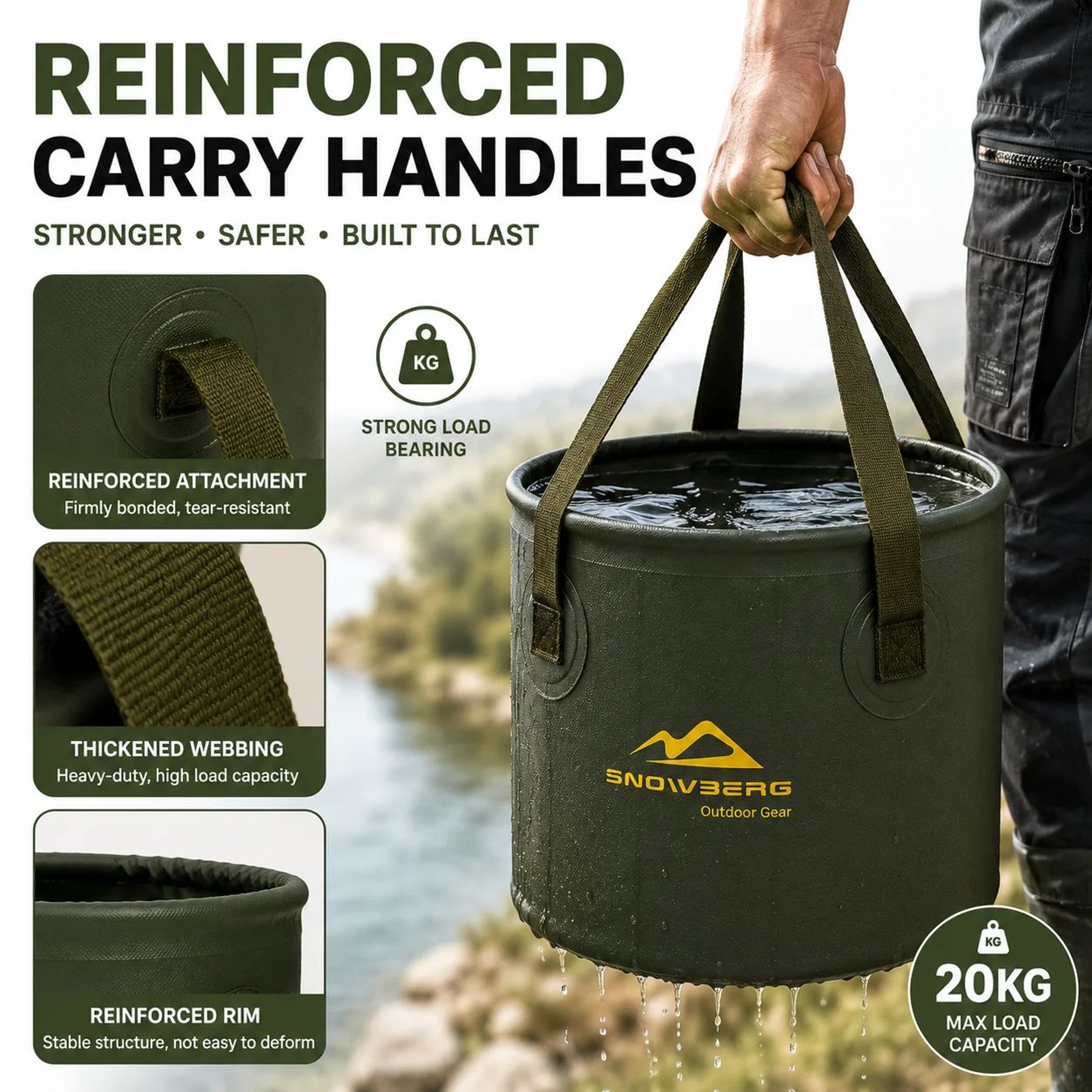 10L Portable Foldable Water Bucket  Waterproof PVC Collapsible Camping Fishing  Outdoor Utility Pai 3