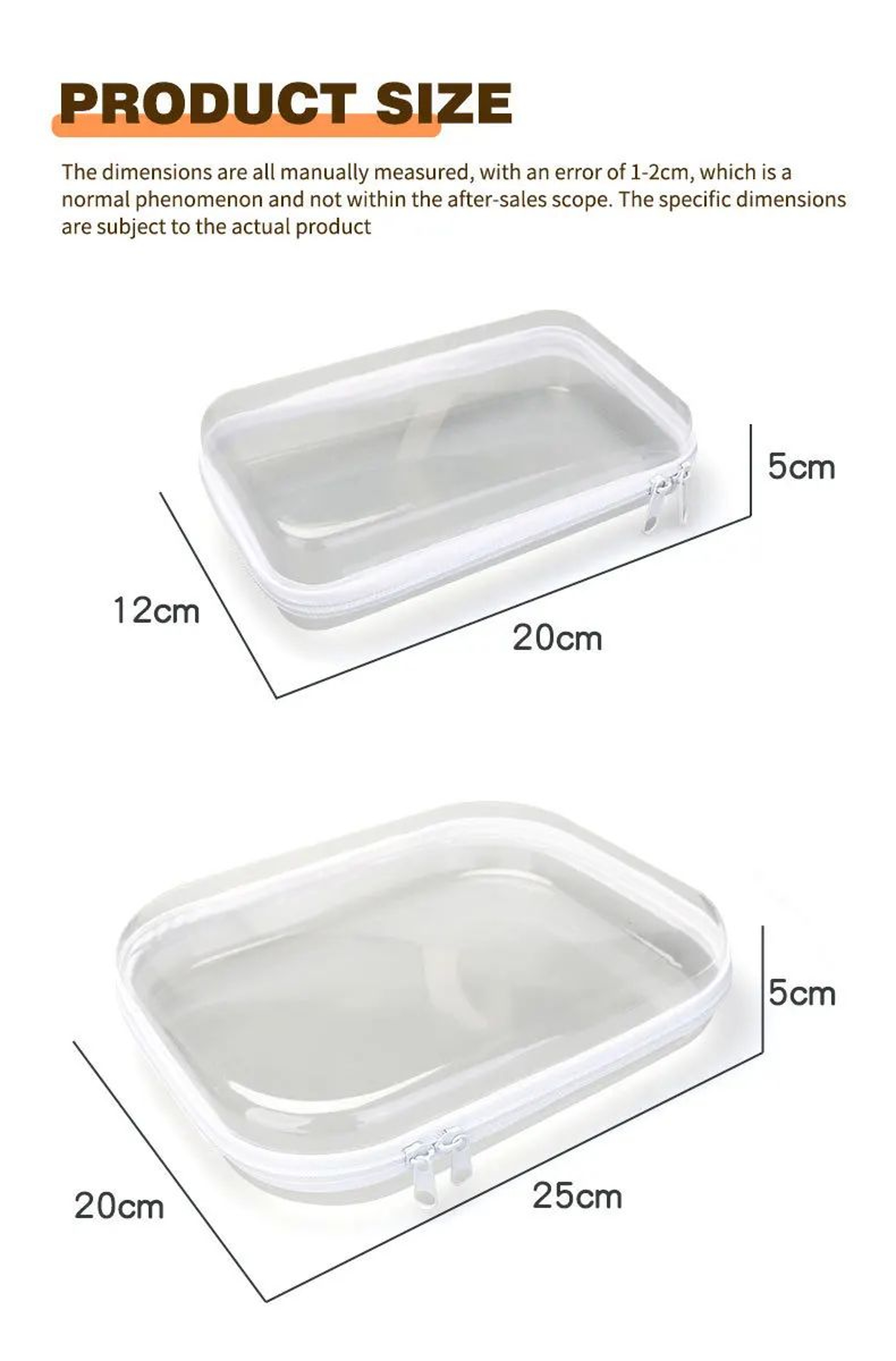 Clear Zippered Hard Plastic Storage Case  Stackable Organizer Bin For Makeup Pencils Toys  Craft Su 5