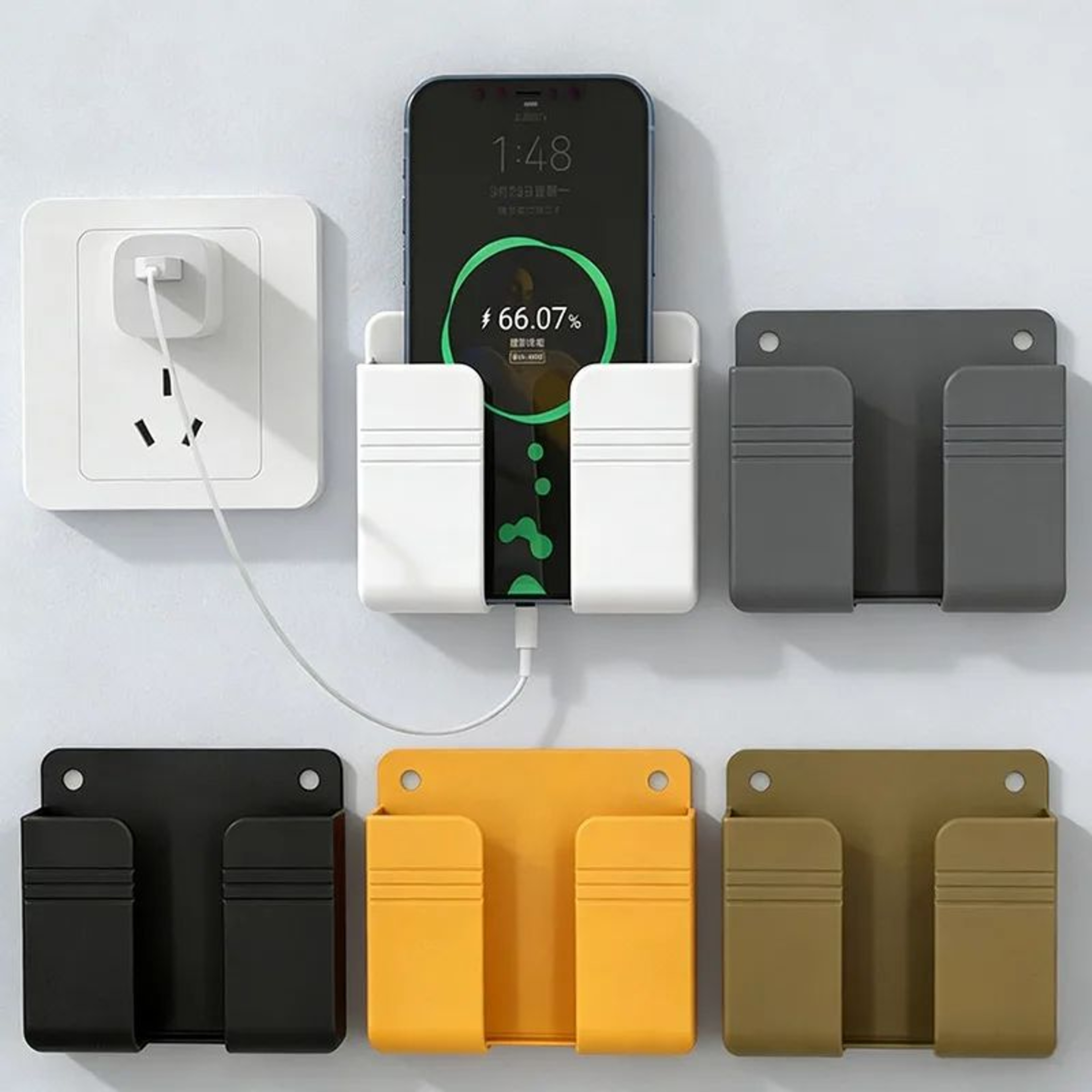 WallMounted Remote Control  Phone Holder  NoDrill SelfAdhesive Storage Organizer For Mobile Chargin