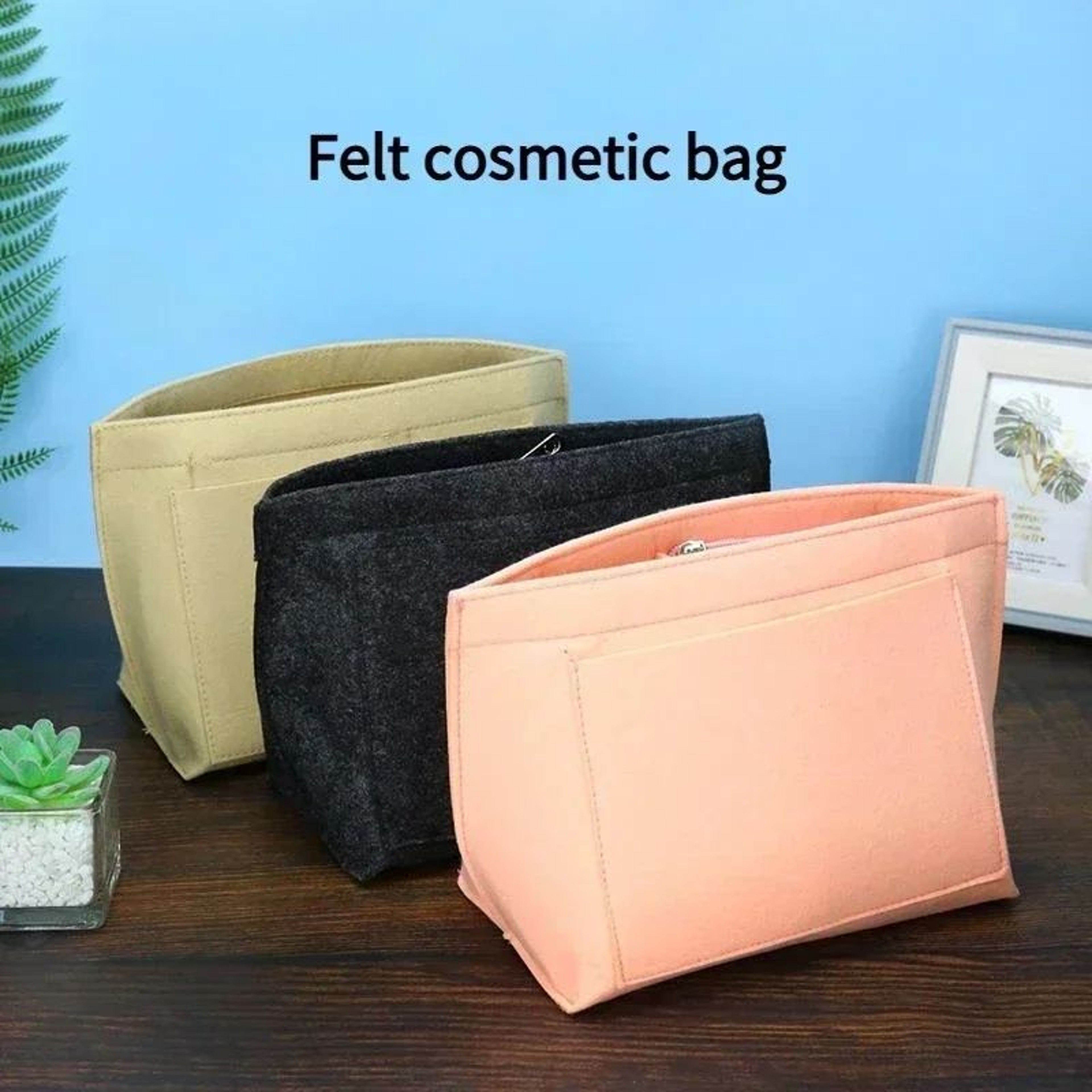 Felt Handbag Organizer Insert  Tote Bag Liner With Cosmetic Storage  MultiPocket Purse Organizer 0