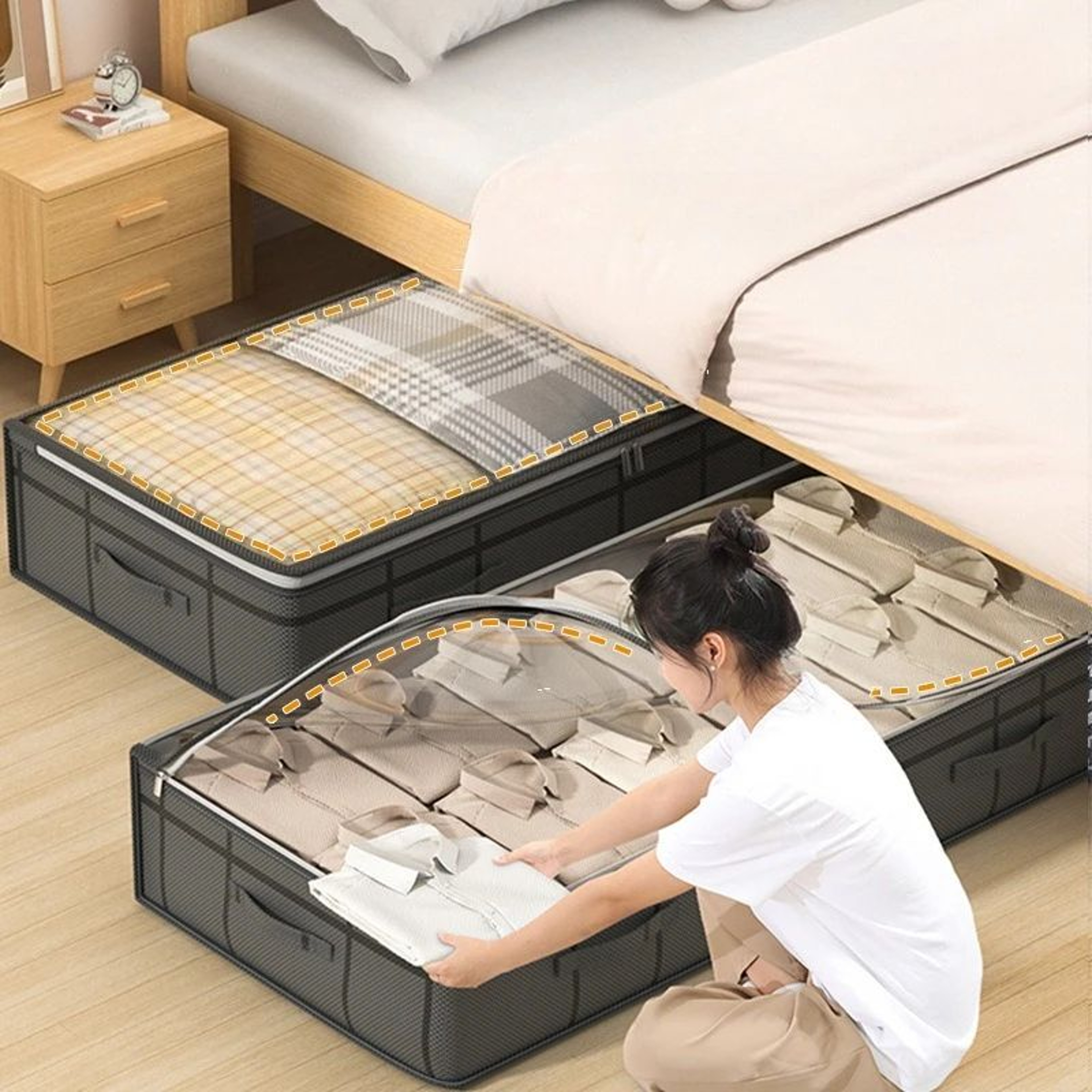 Large Under Bed Storage Bag  Foldable Clothes Organizer With Clear Window  Reinforced Frame 0