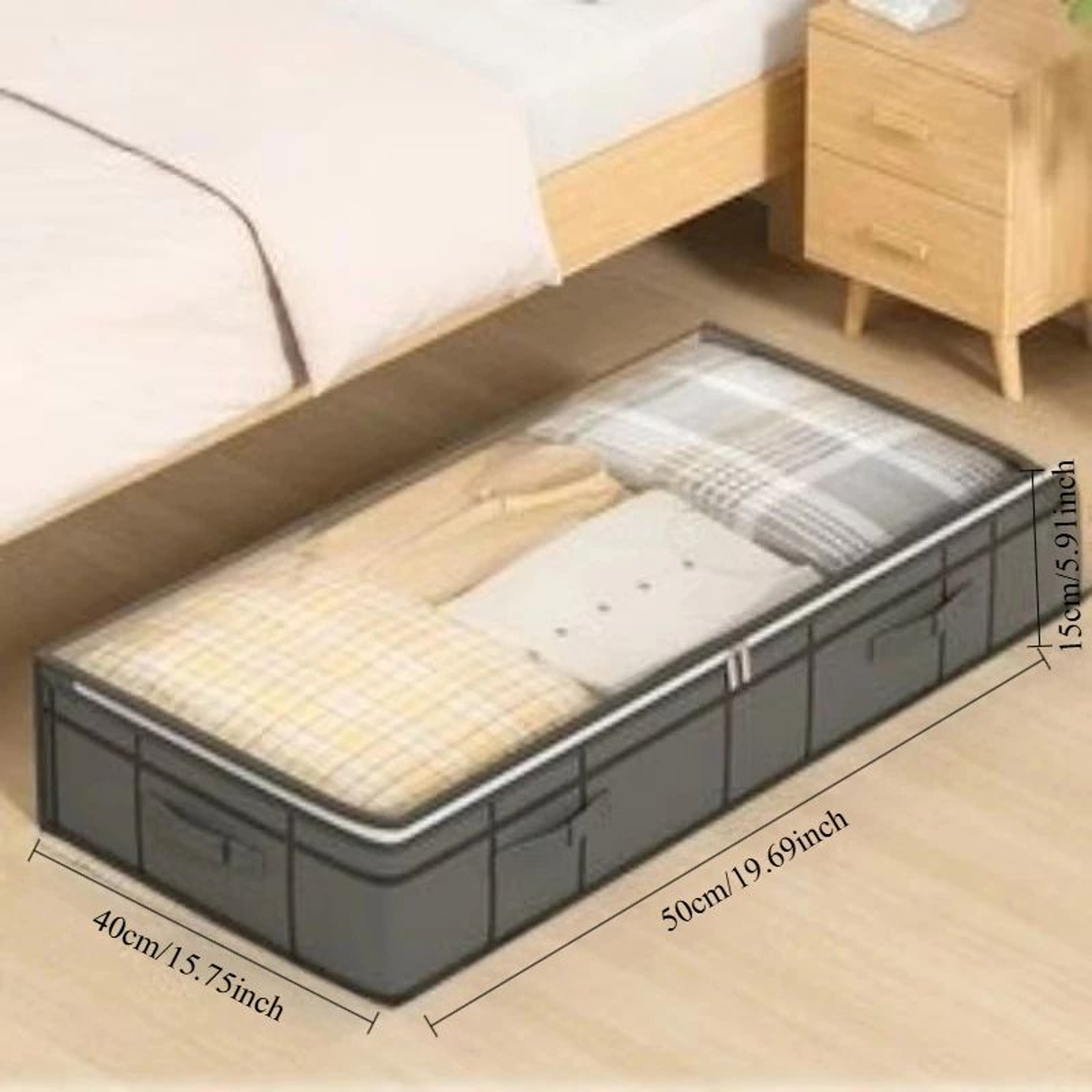 Large Under Bed Storage Bag  Foldable Clothes Organizer With Clear Window  Reinforced Frame 4